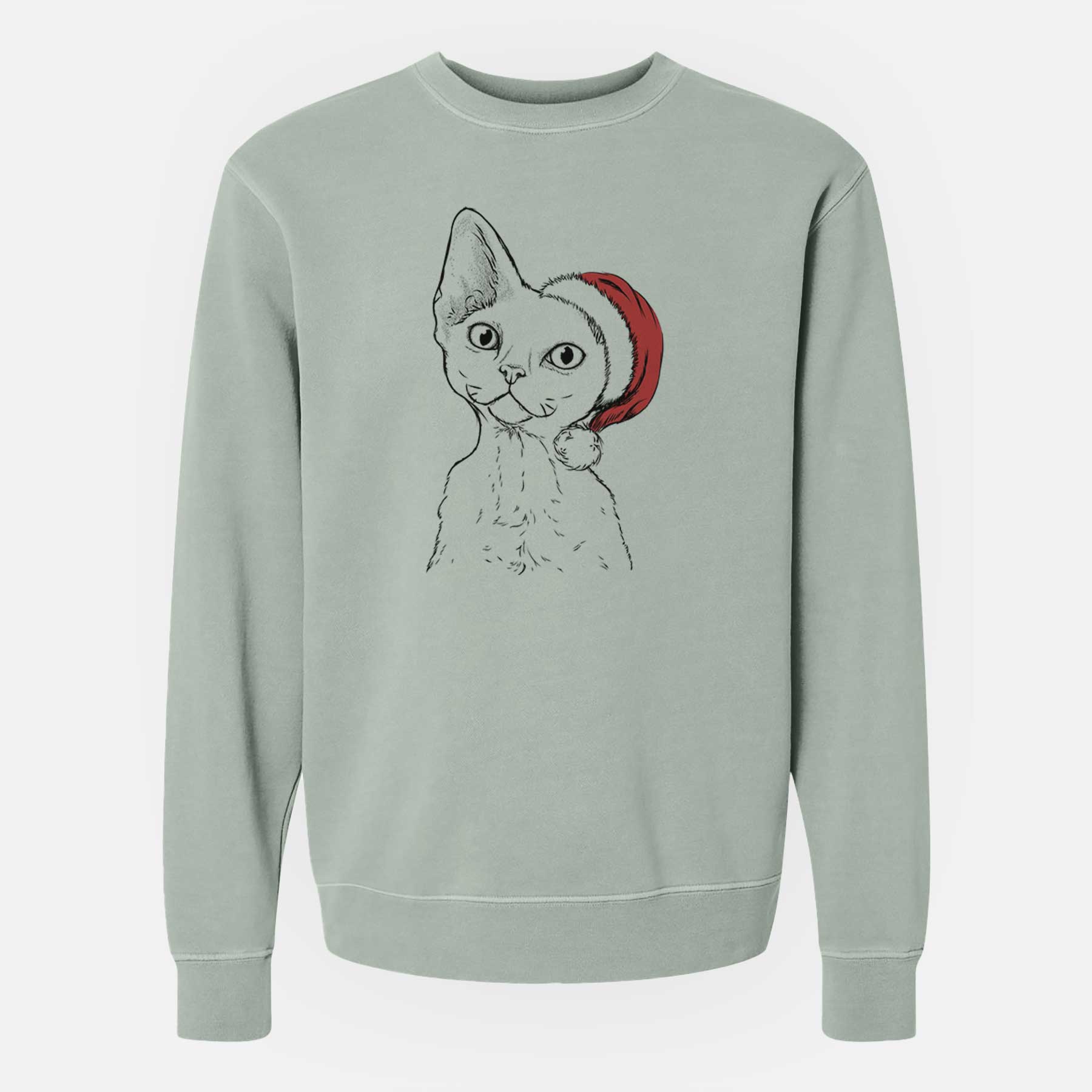 Santa Ripley the Devon Rex Cat - Unisex Pigment Dyed Crew Sweatshirt