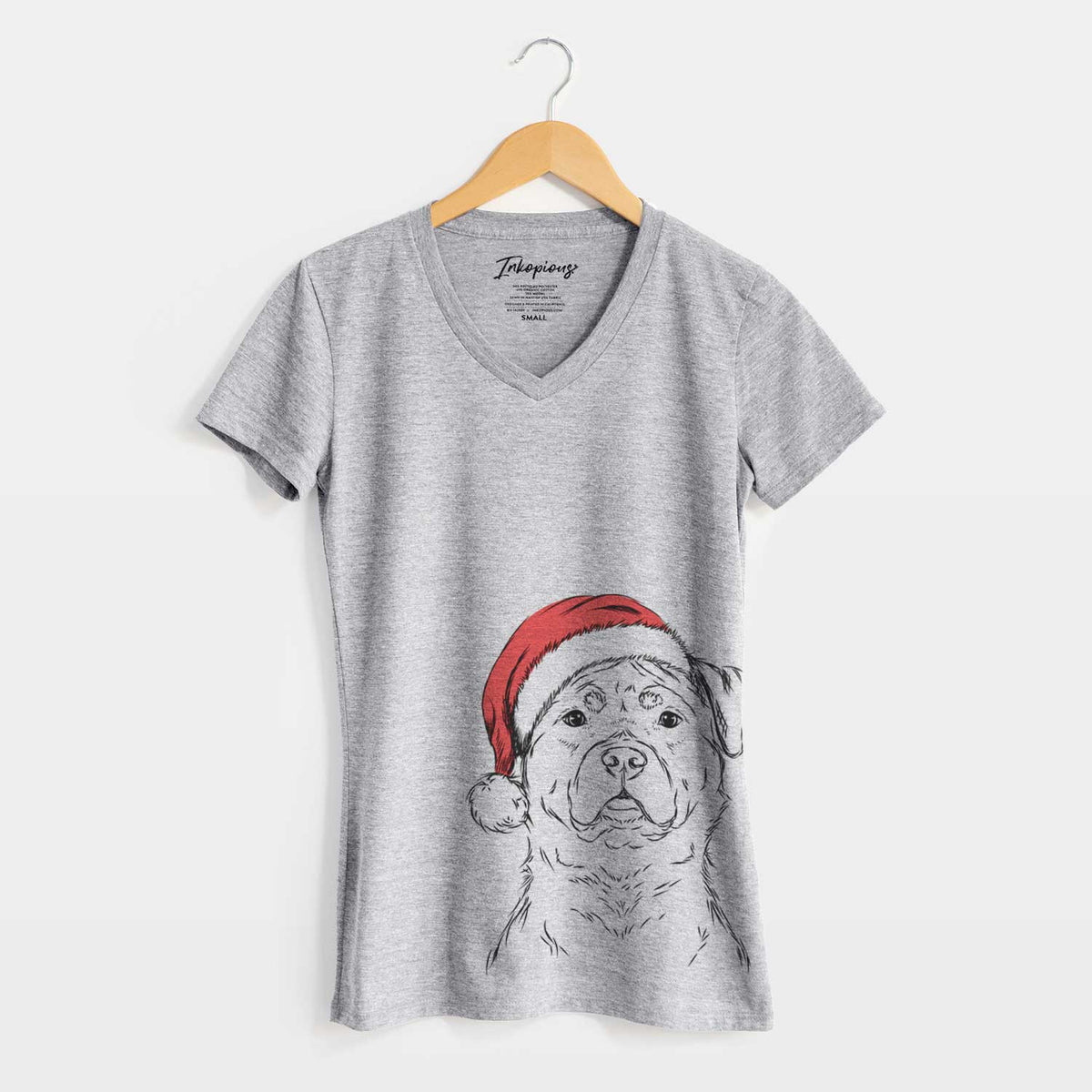Santa Rocky the Rottweiler - Women's V-neck Shirt