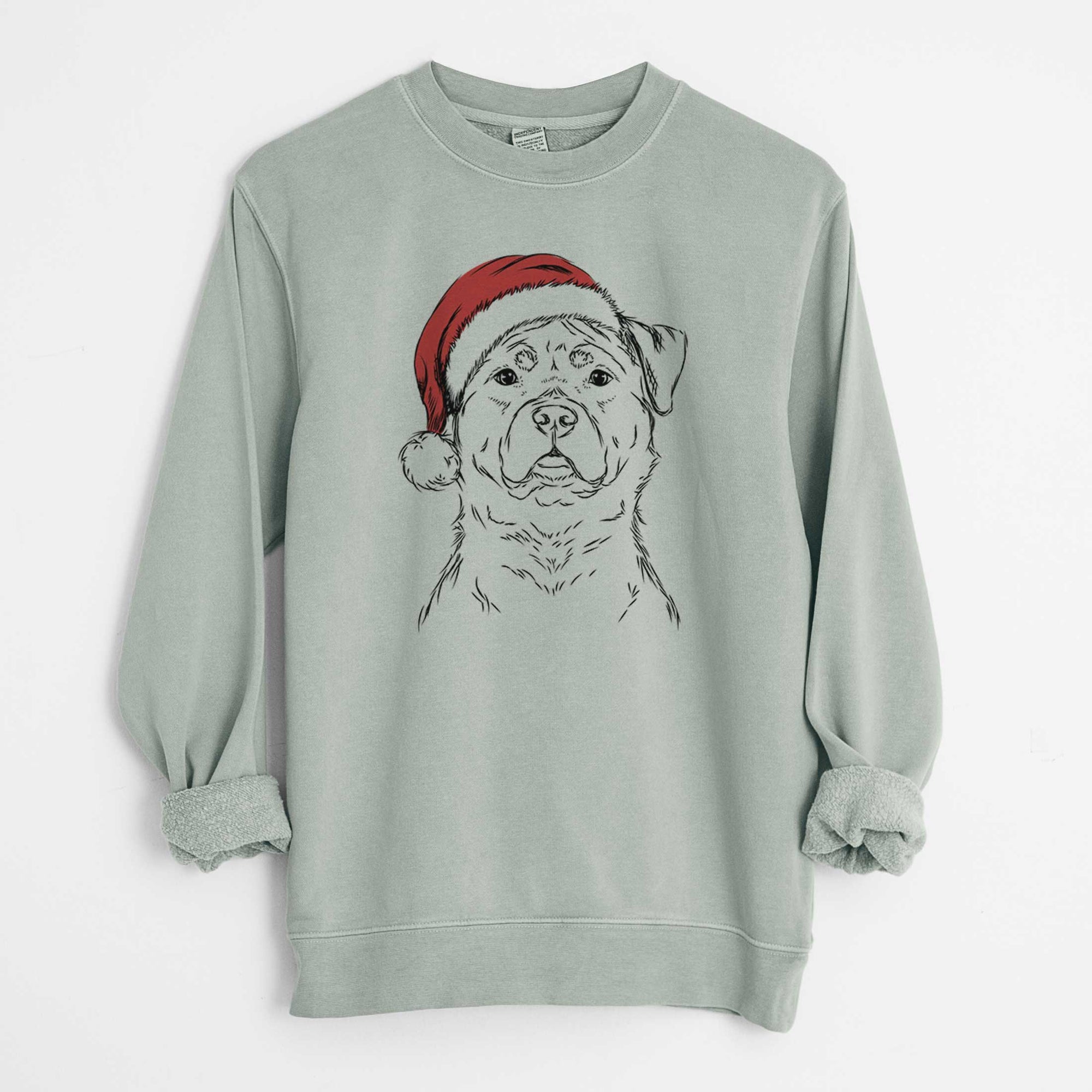 Santa Rocky the Rottweiler - Unisex Pigment Dyed Crew Sweatshirt