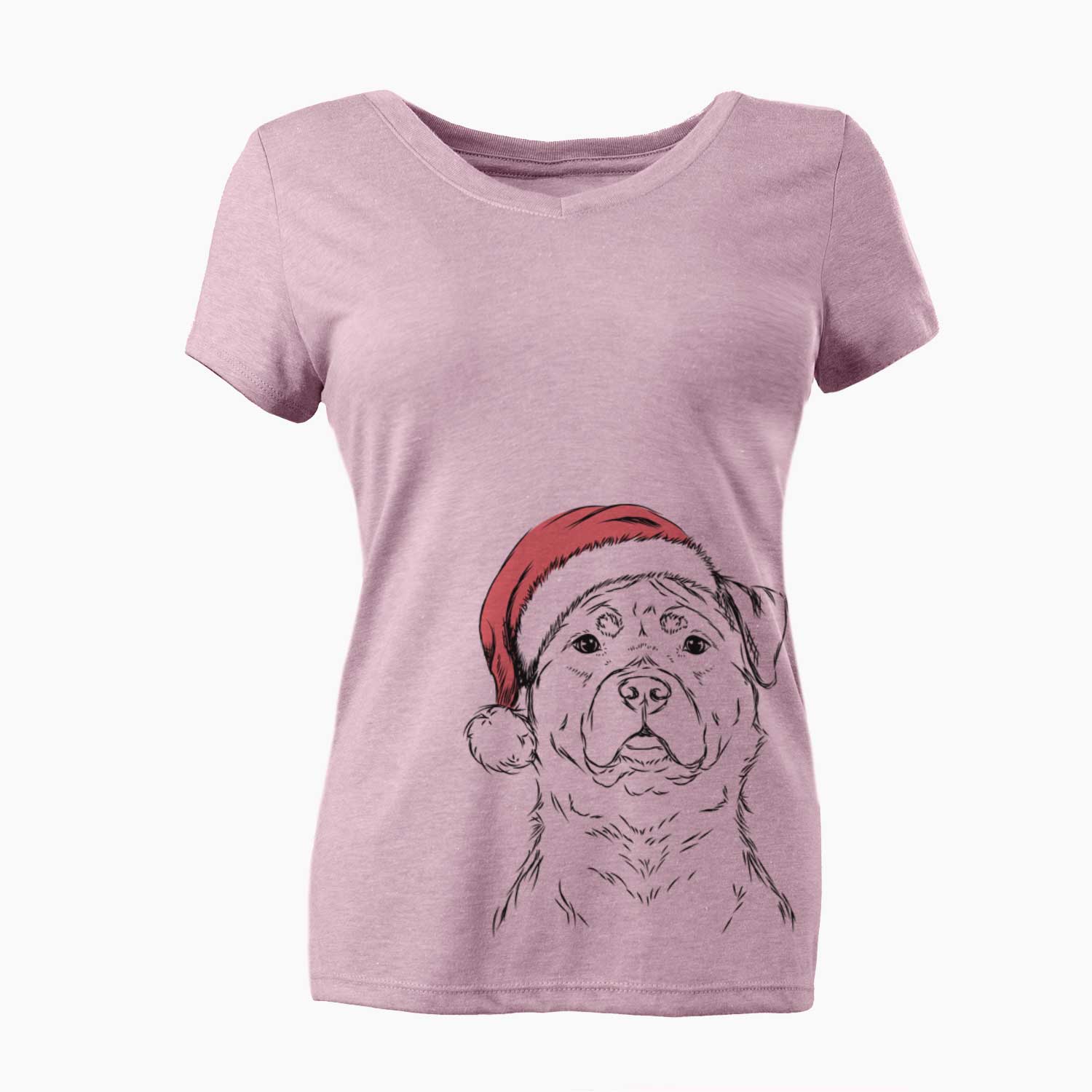 Santa Rocky the Rottweiler - Women's V-neck Shirt