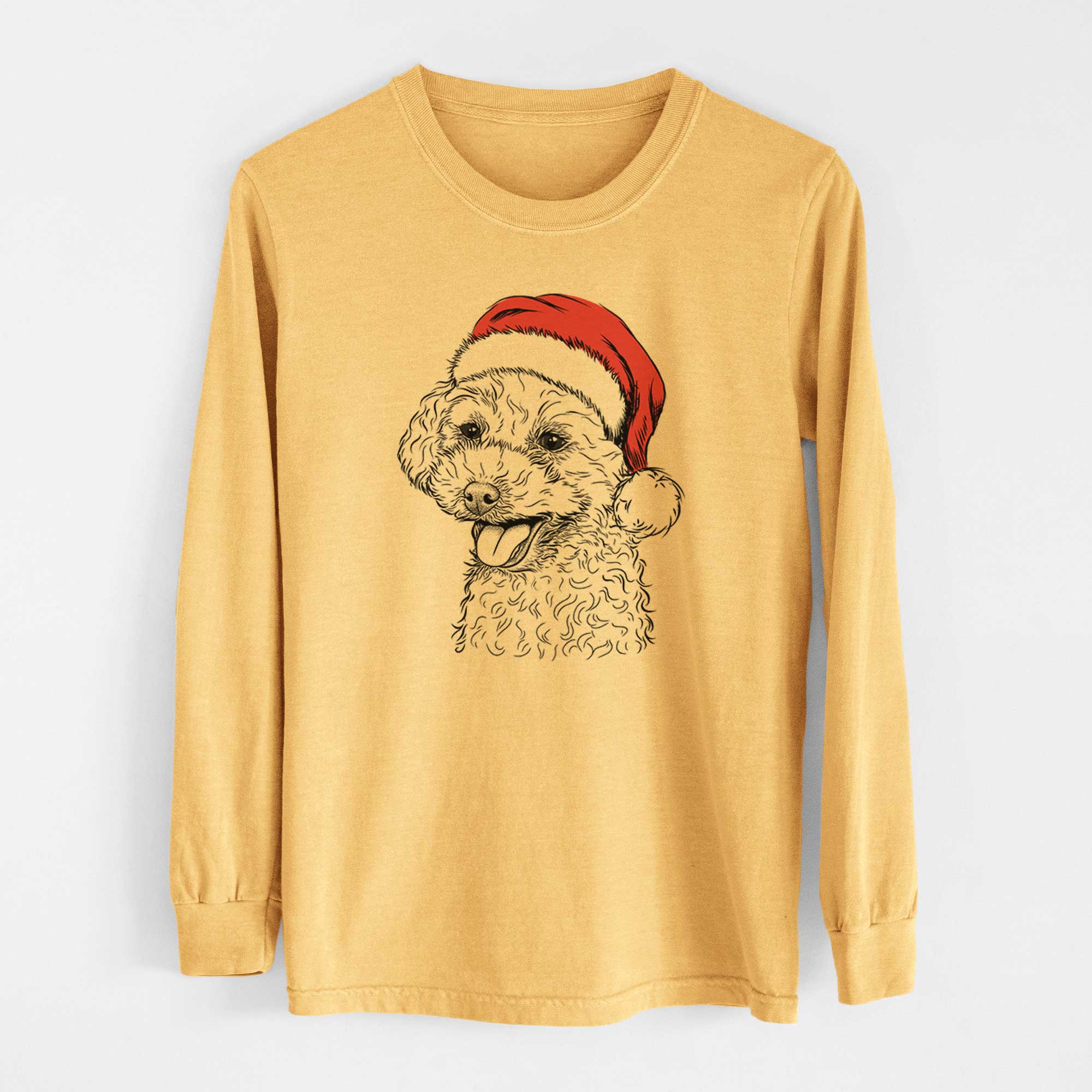 Santa Rocky the Teacup Poodle - Heavyweight 100% Cotton Long Sleeve