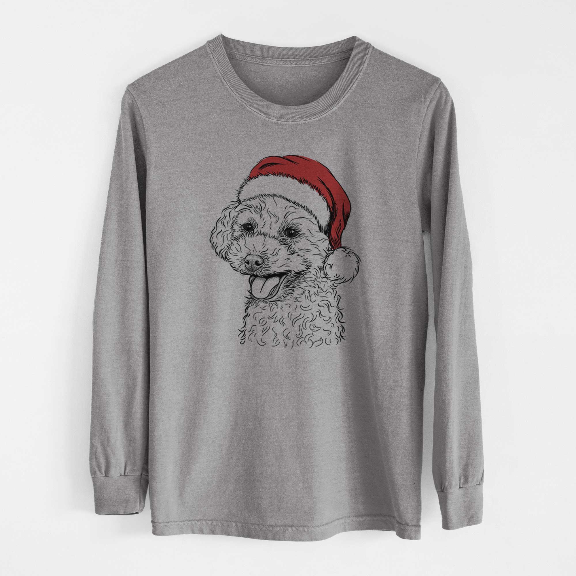 Santa Rocky the Teacup Poodle - Heavyweight 100% Cotton Long Sleeve