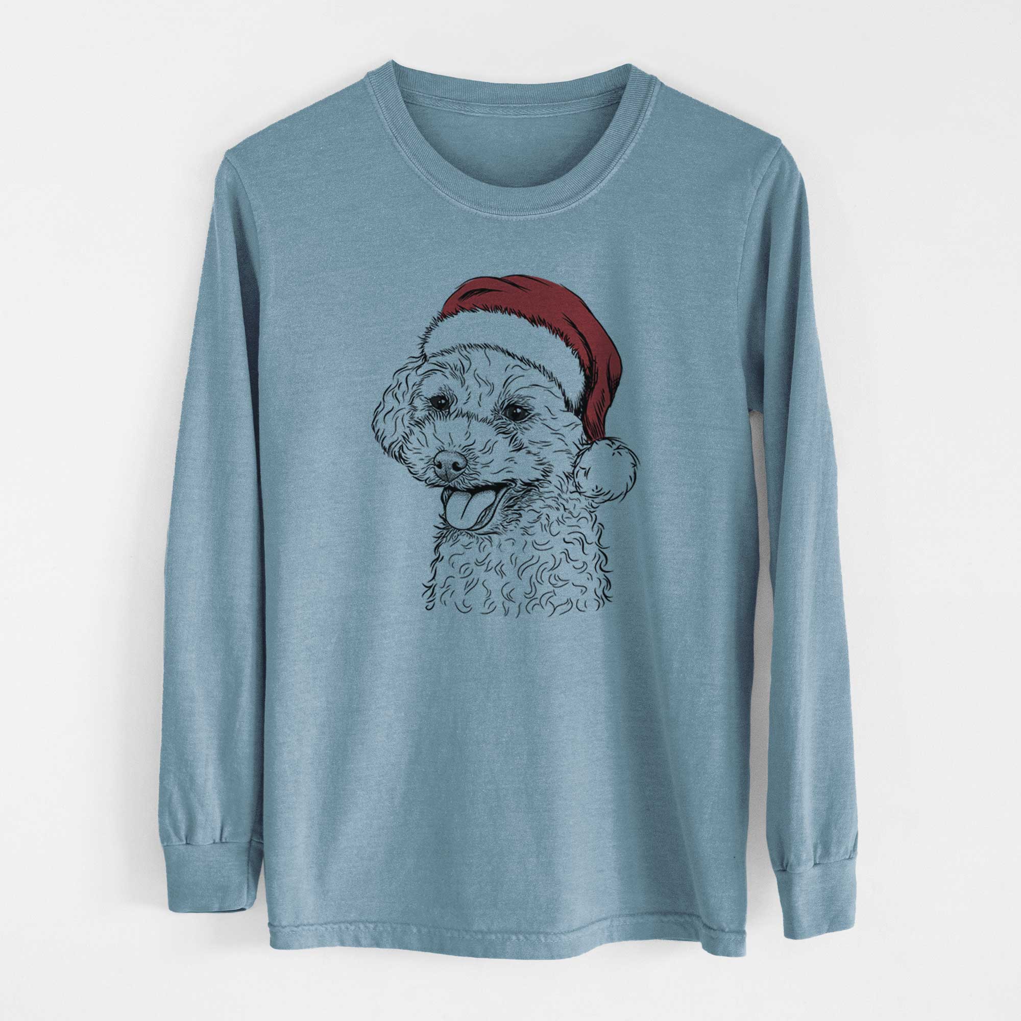 Santa Rocky the Teacup Poodle - Heavyweight 100% Cotton Long Sleeve