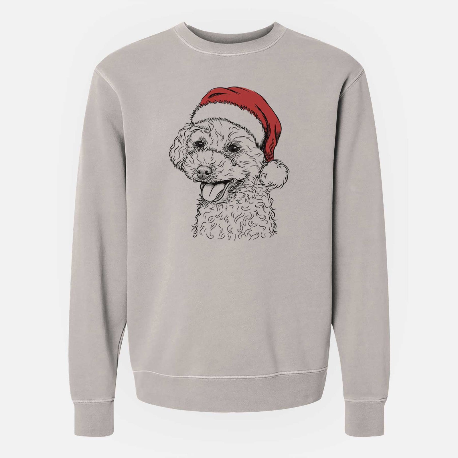 Santa Rocky the Teacup Poodle - Unisex Pigment Dyed Crew Sweatshirt