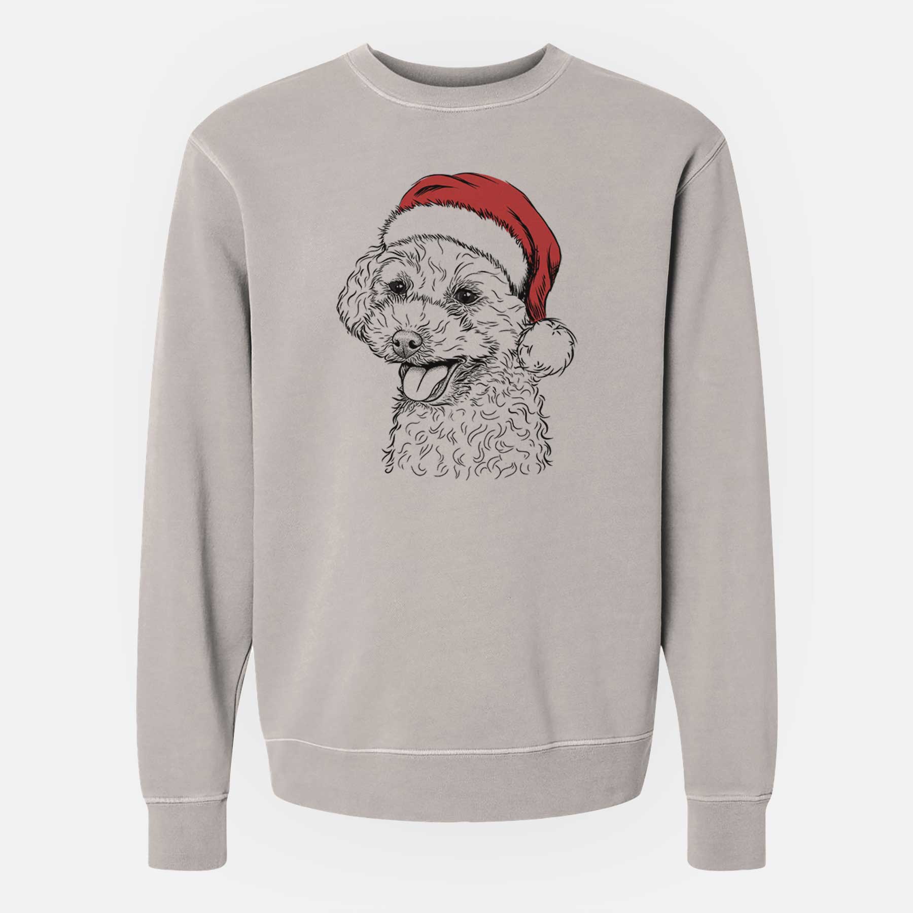 Santa Rocky the Teacup Poodle - Unisex Pigment Dyed Crew Sweatshirt