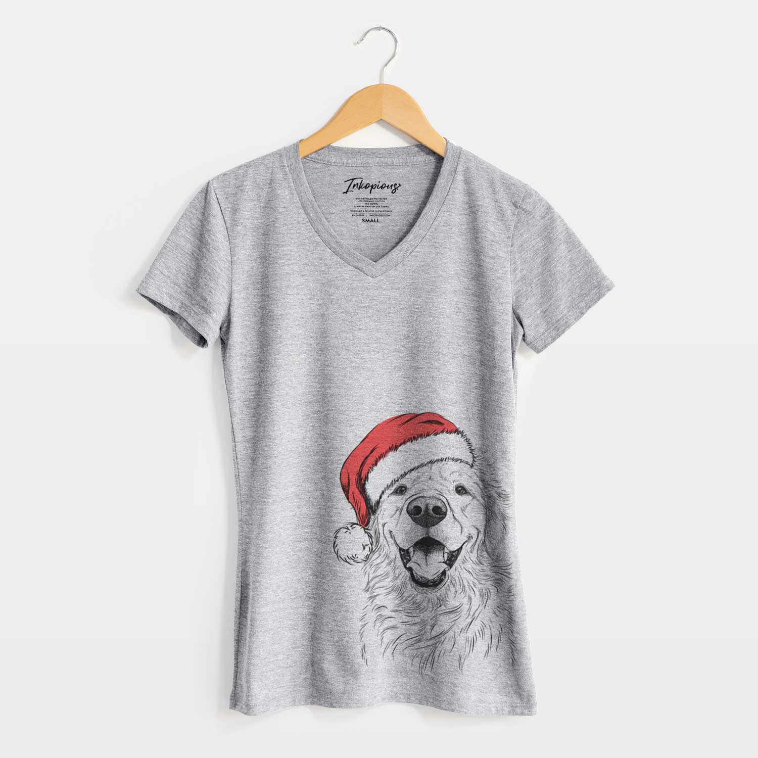 Santa Roger the Golden Retriever - Women's V-neck Shirt