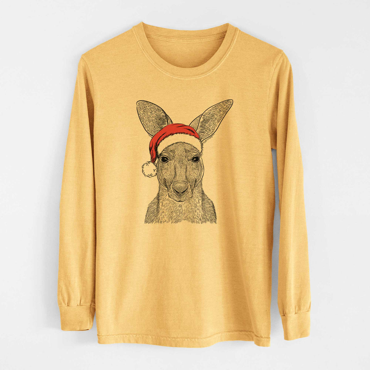 Santa Roger the Red Kangaroo - Heavyweight 100% Cotton Long Sleeve