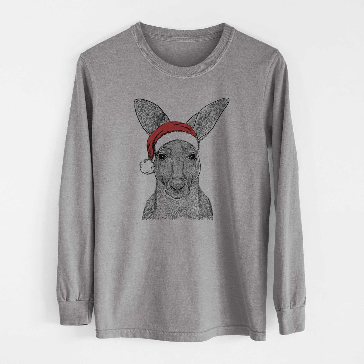 Santa Roger the Red Kangaroo - Heavyweight 100% Cotton Long Sleeve