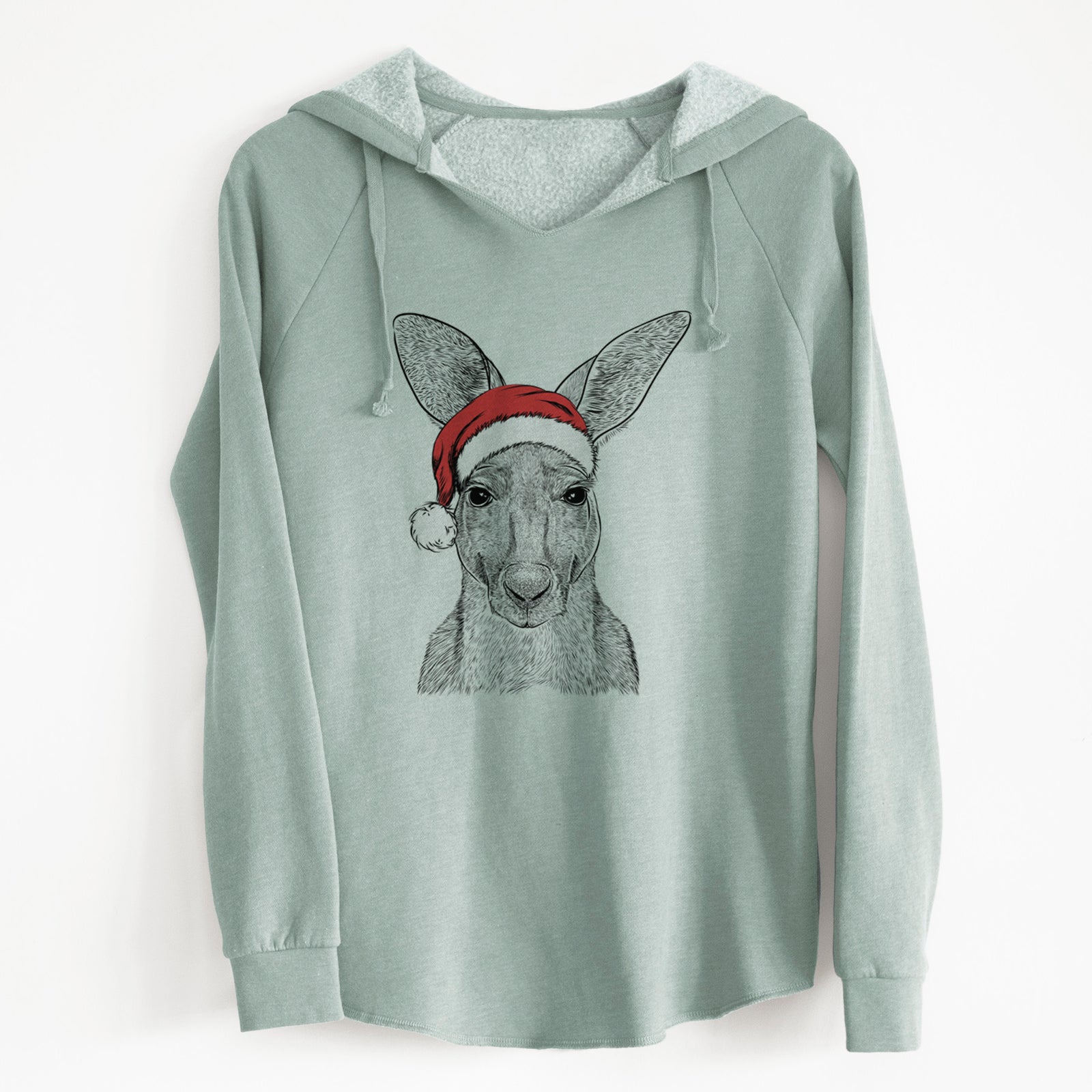 Santa Roger the Red Kangaroo - Cali Wave Hooded Sweatshirt