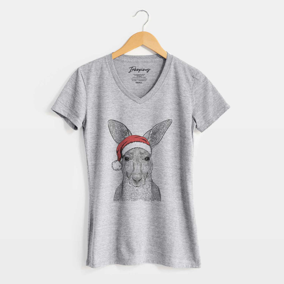 Santa Roger the Red Kangaroo - Women's V-neck Shirt