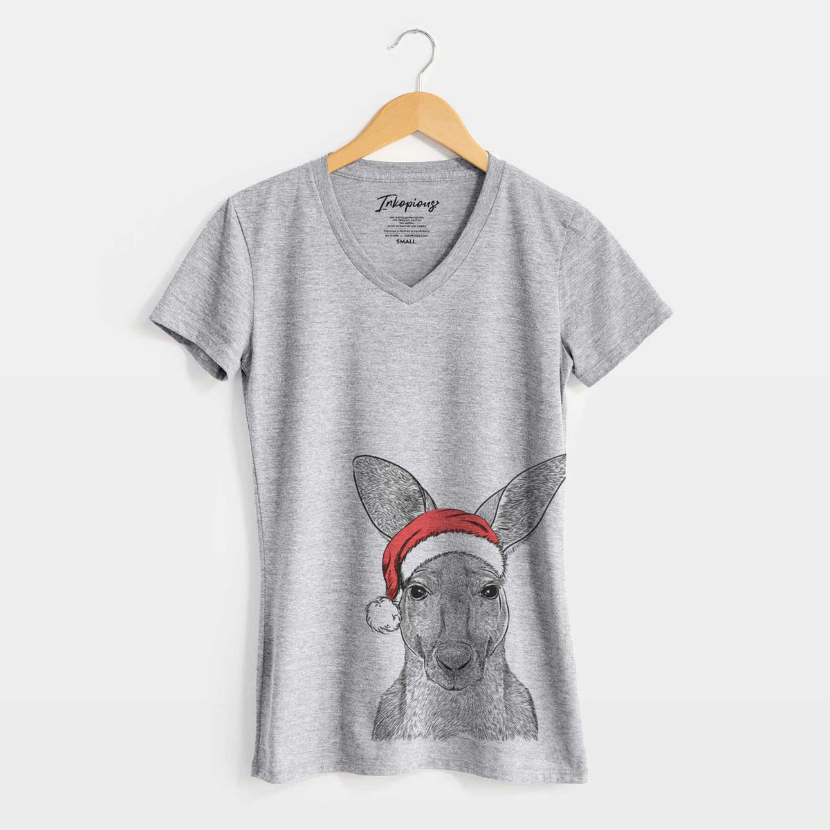 Santa Roger the Red Kangaroo - Women's V-neck Shirt
