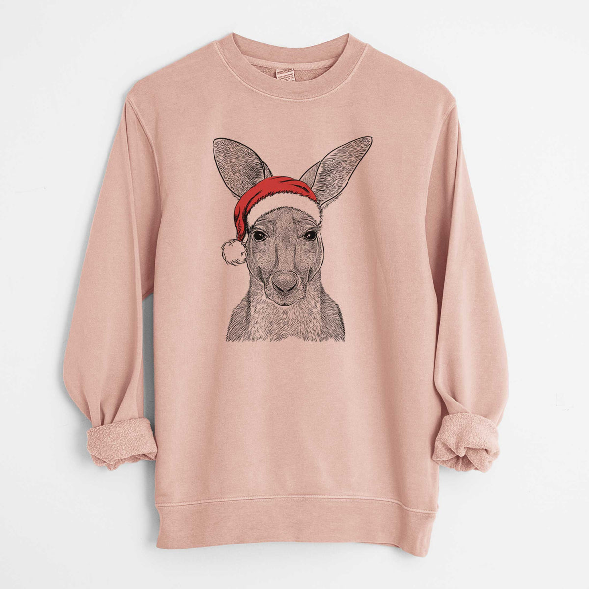 Santa Roger the Red Kangaroo - Unisex Pigment Dyed Crew Sweatshirt