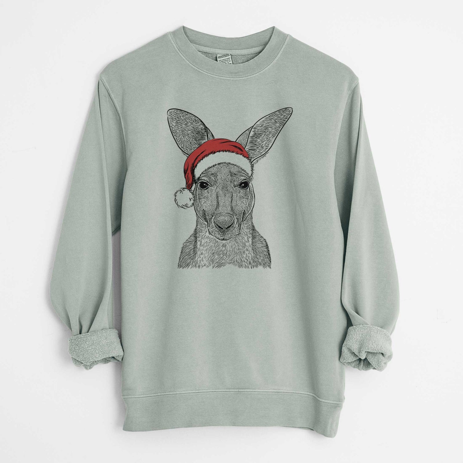 Santa Roger the Red Kangaroo - Unisex Pigment Dyed Crew Sweatshirt