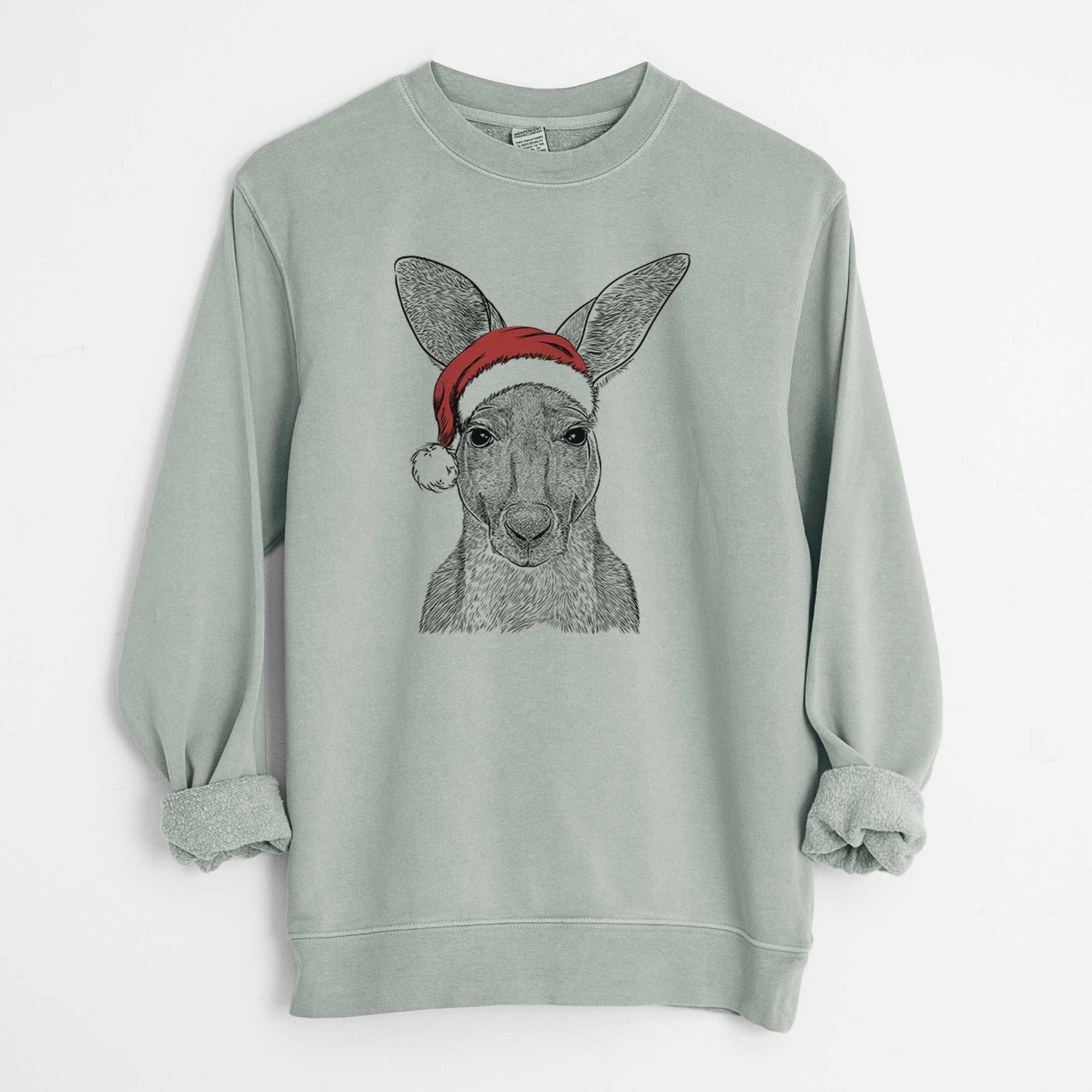 Santa Roger the Red Kangaroo - Unisex Pigment Dyed Crew Sweatshirt