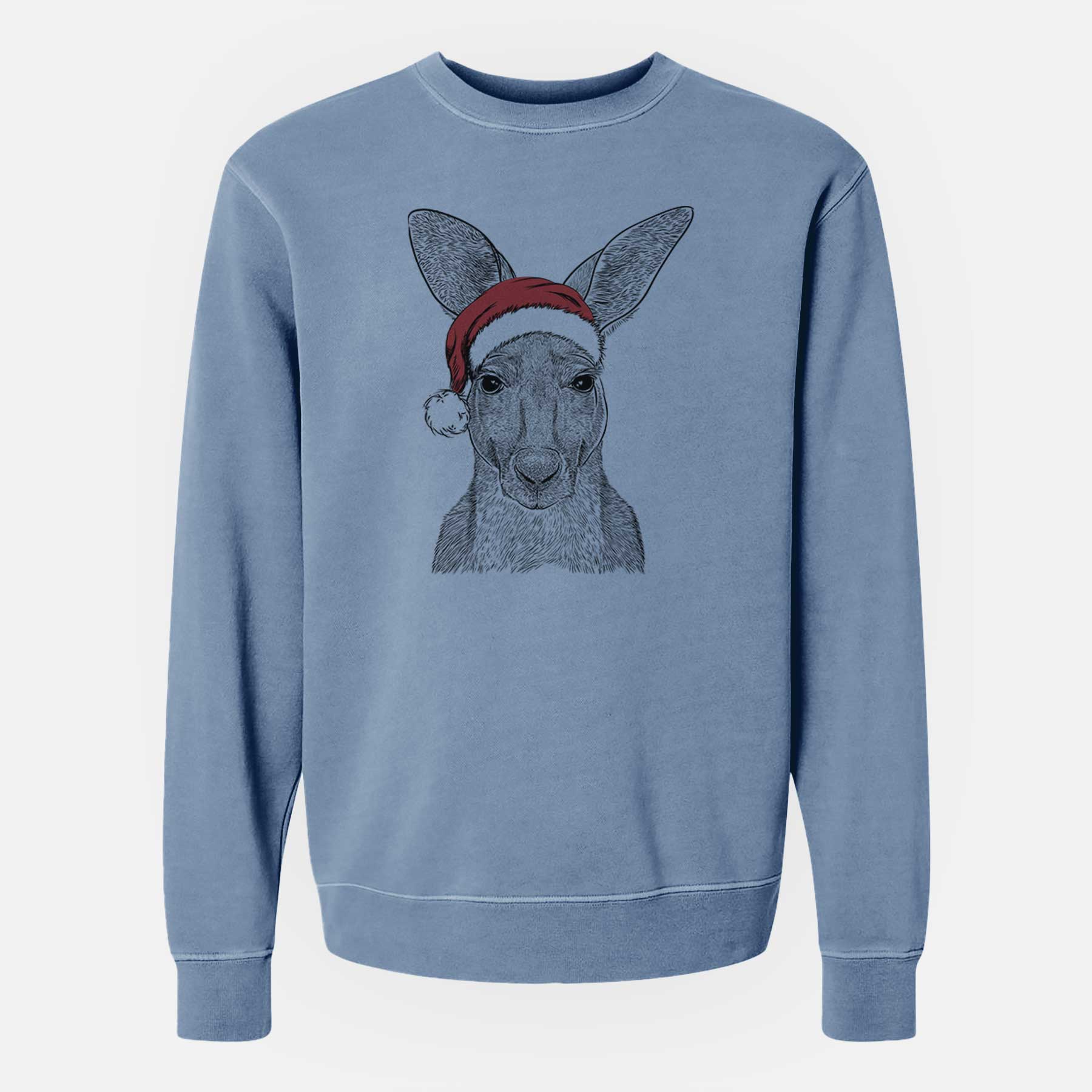 Santa Roger the Red Kangaroo - Unisex Pigment Dyed Crew Sweatshirt