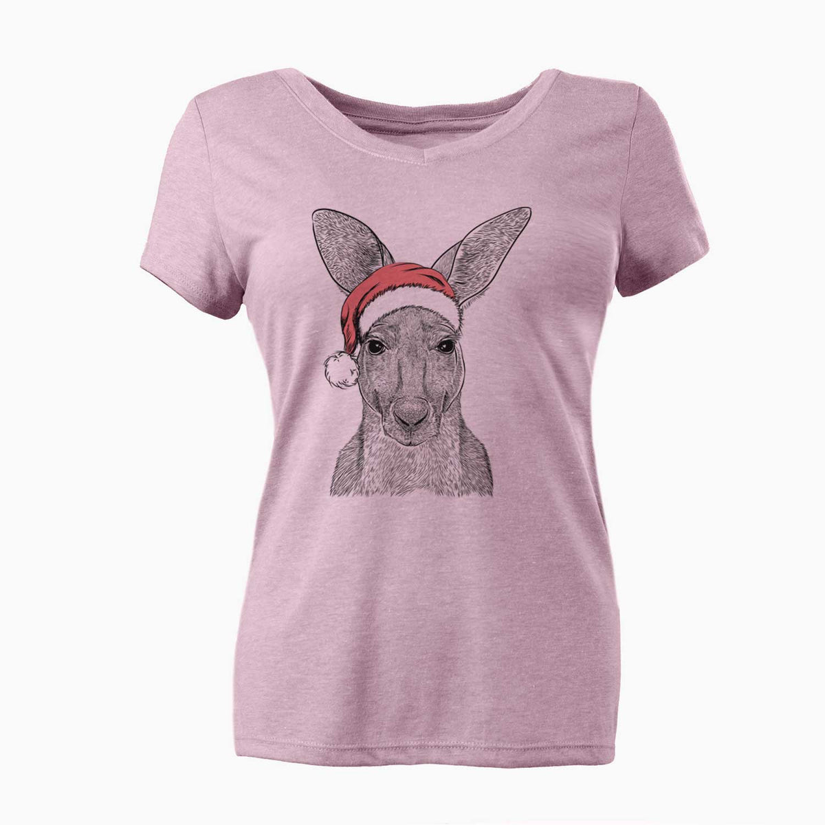 Santa Roger the Red Kangaroo - Women's V-neck Shirt