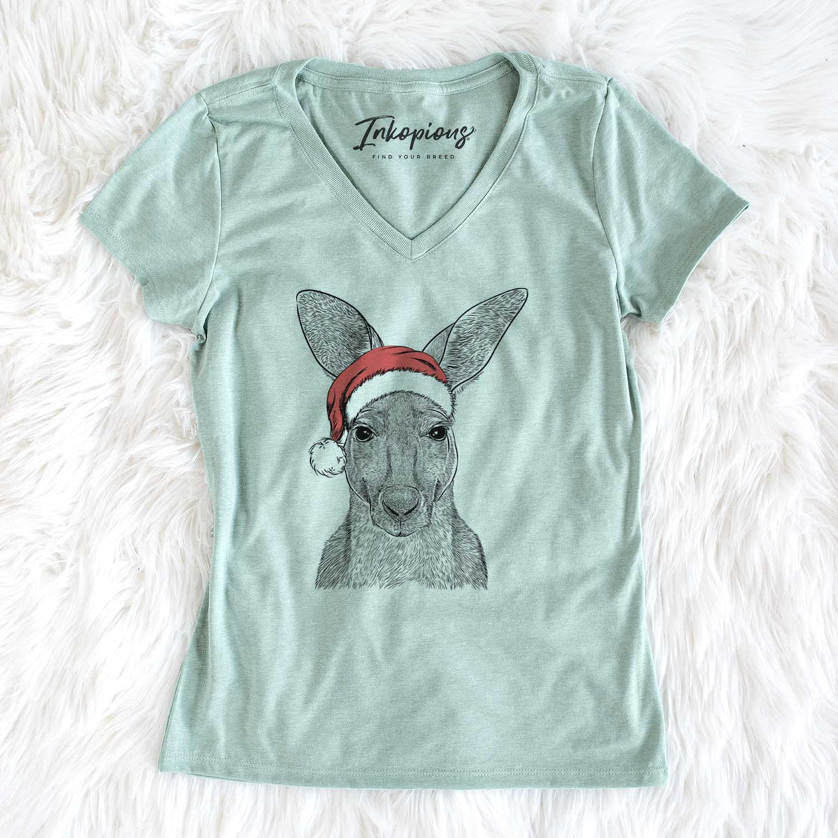 Santa Roger the Red Kangaroo - Women's V-neck Shirt