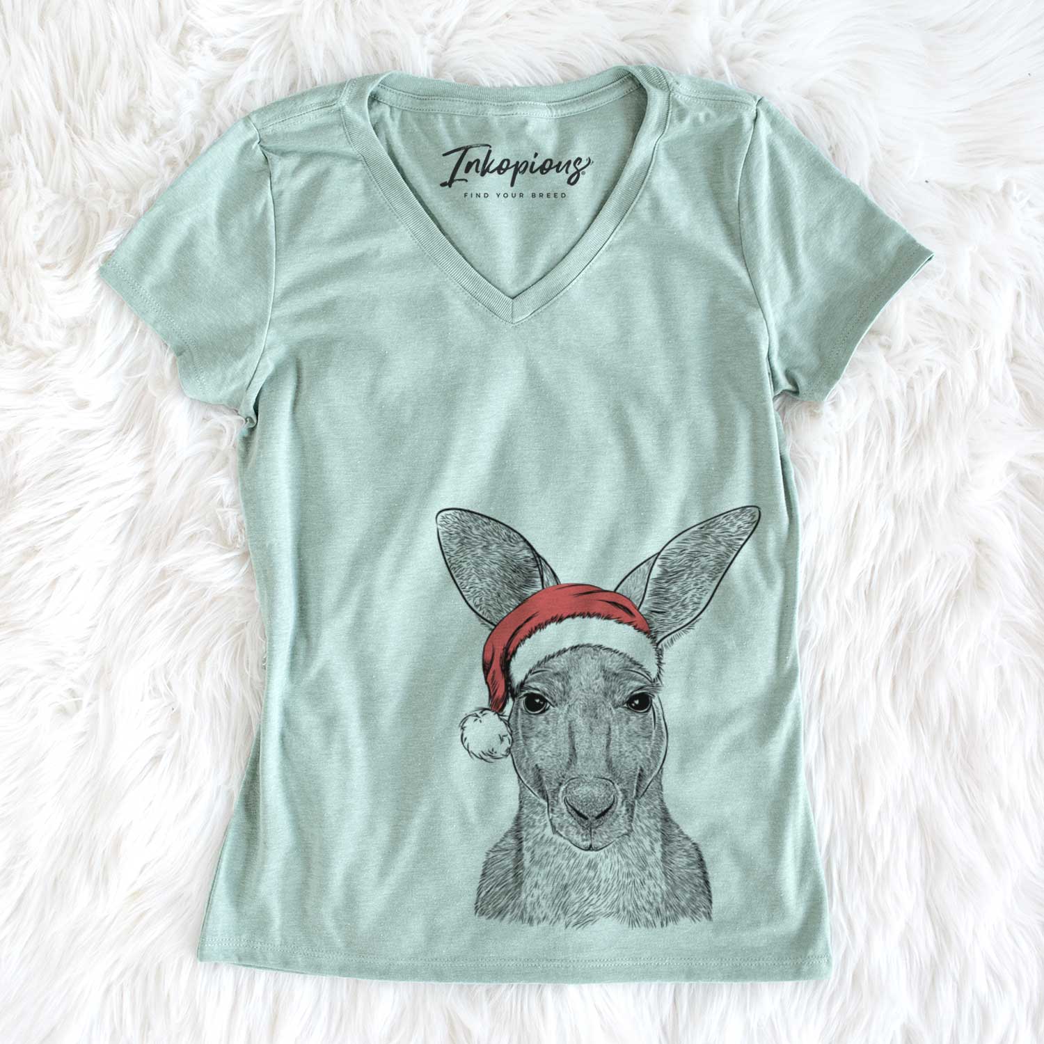 Santa Roger the Red Kangaroo - Women's V-neck Shirt