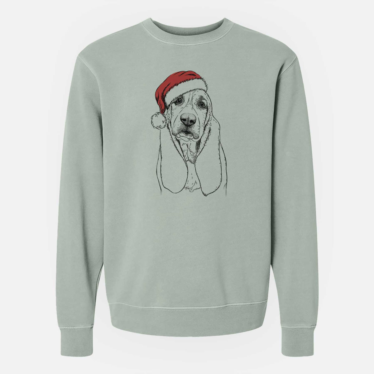 Santa Rolo the Basset Hound - Unisex Pigment Dyed Crew Sweatshirt