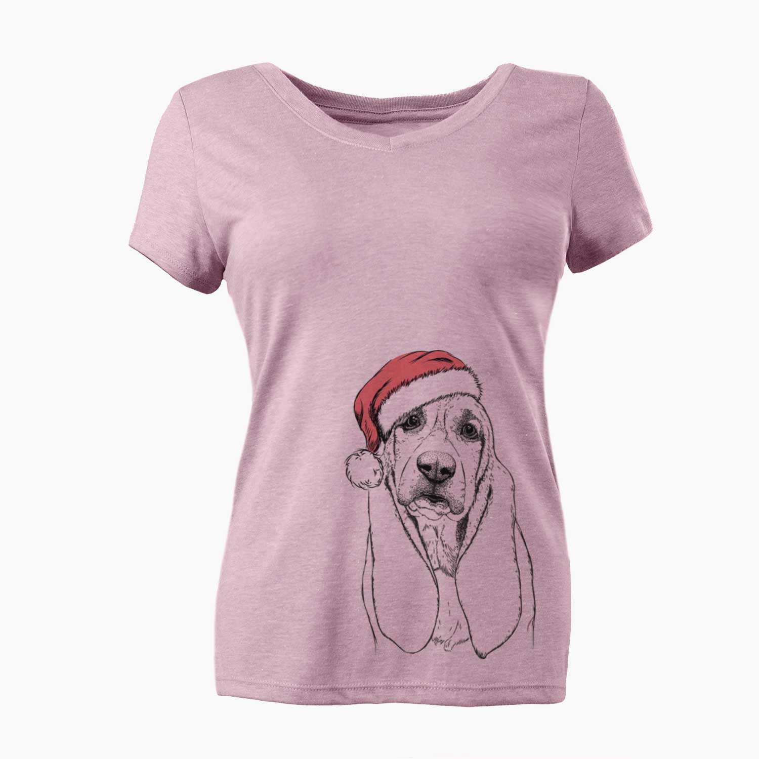 Santa Rolo the Basset Hound - Women's V-neck Shirt