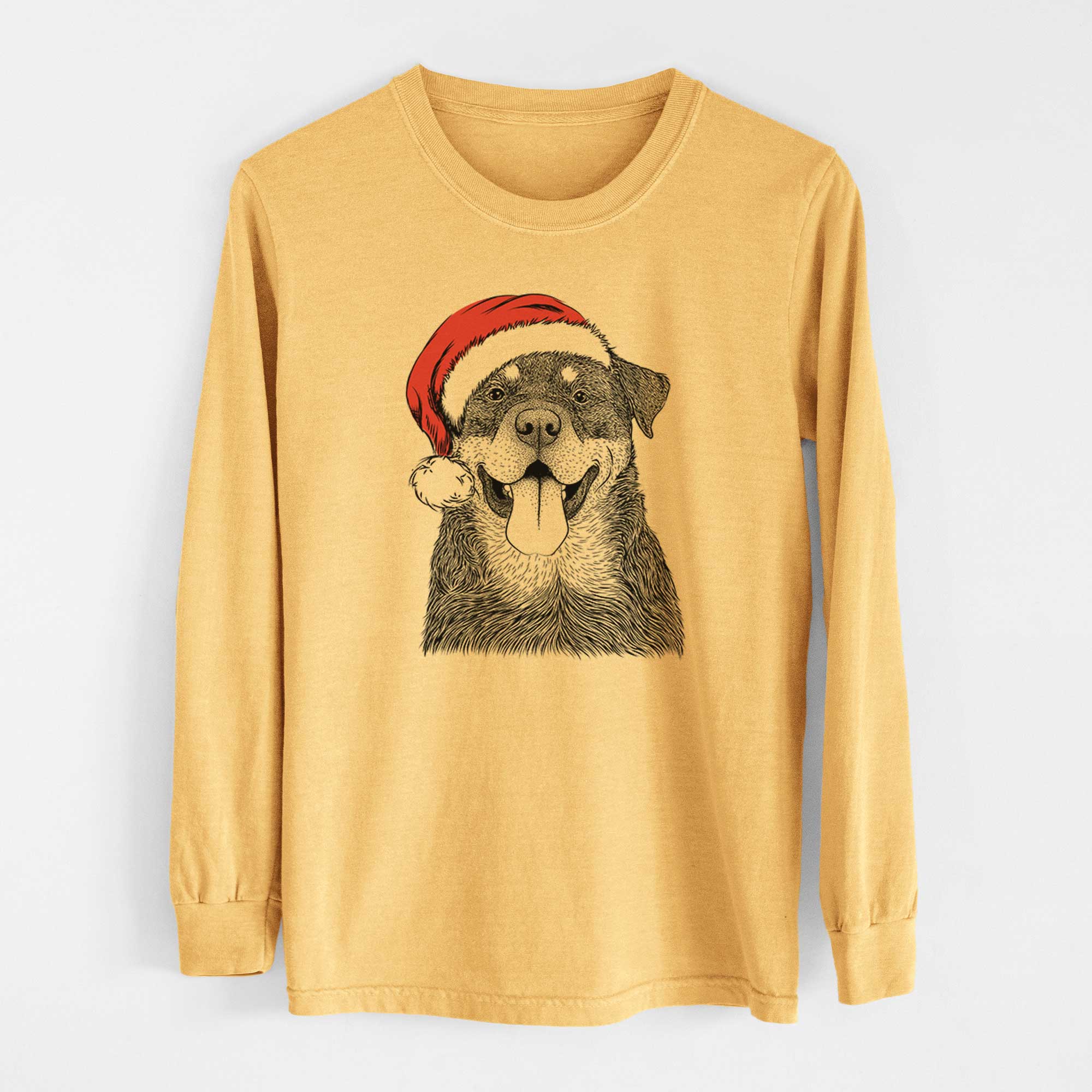 Santa Romeo the Rottweiler - Heavyweight 100% Cotton Long Sleeve