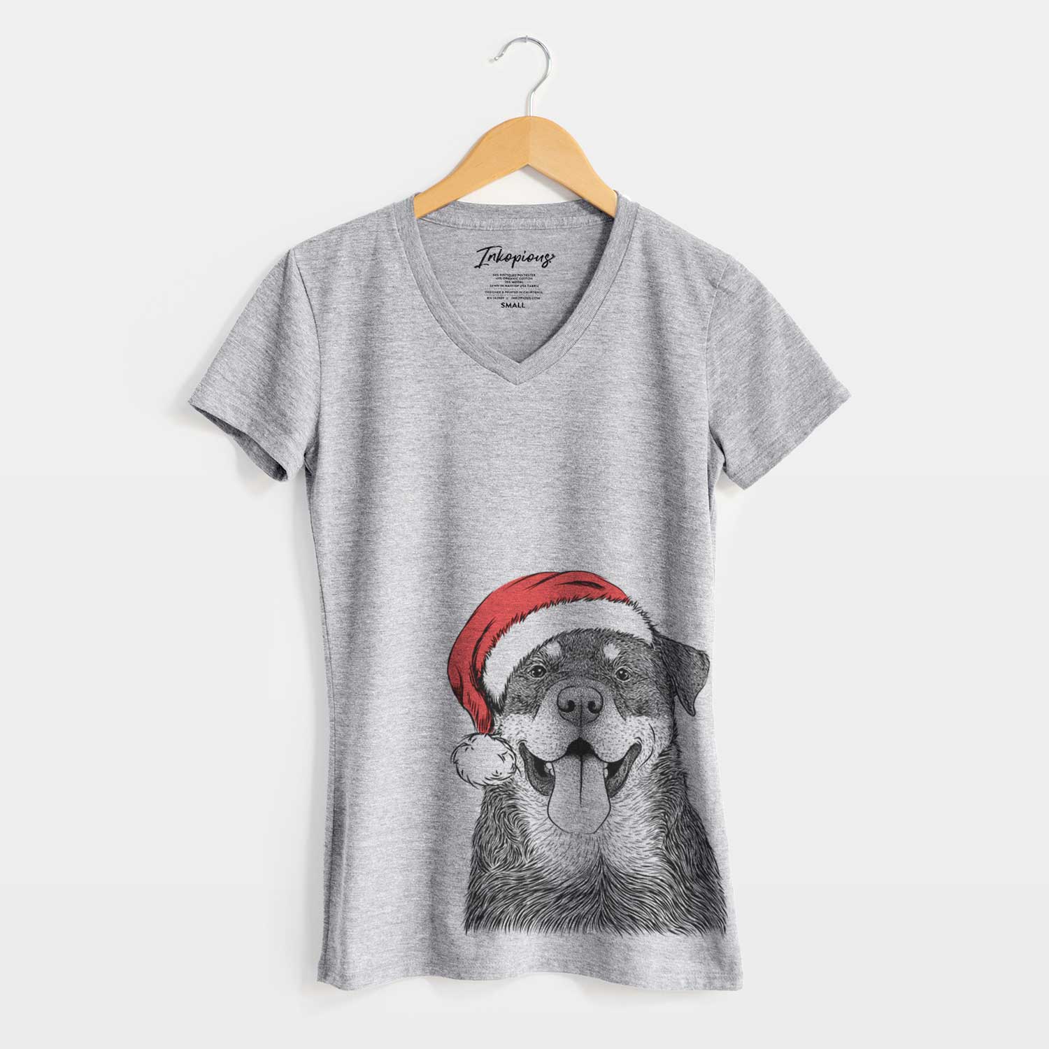 Santa Romeo the Rottweiler - Women's V-neck Shirt