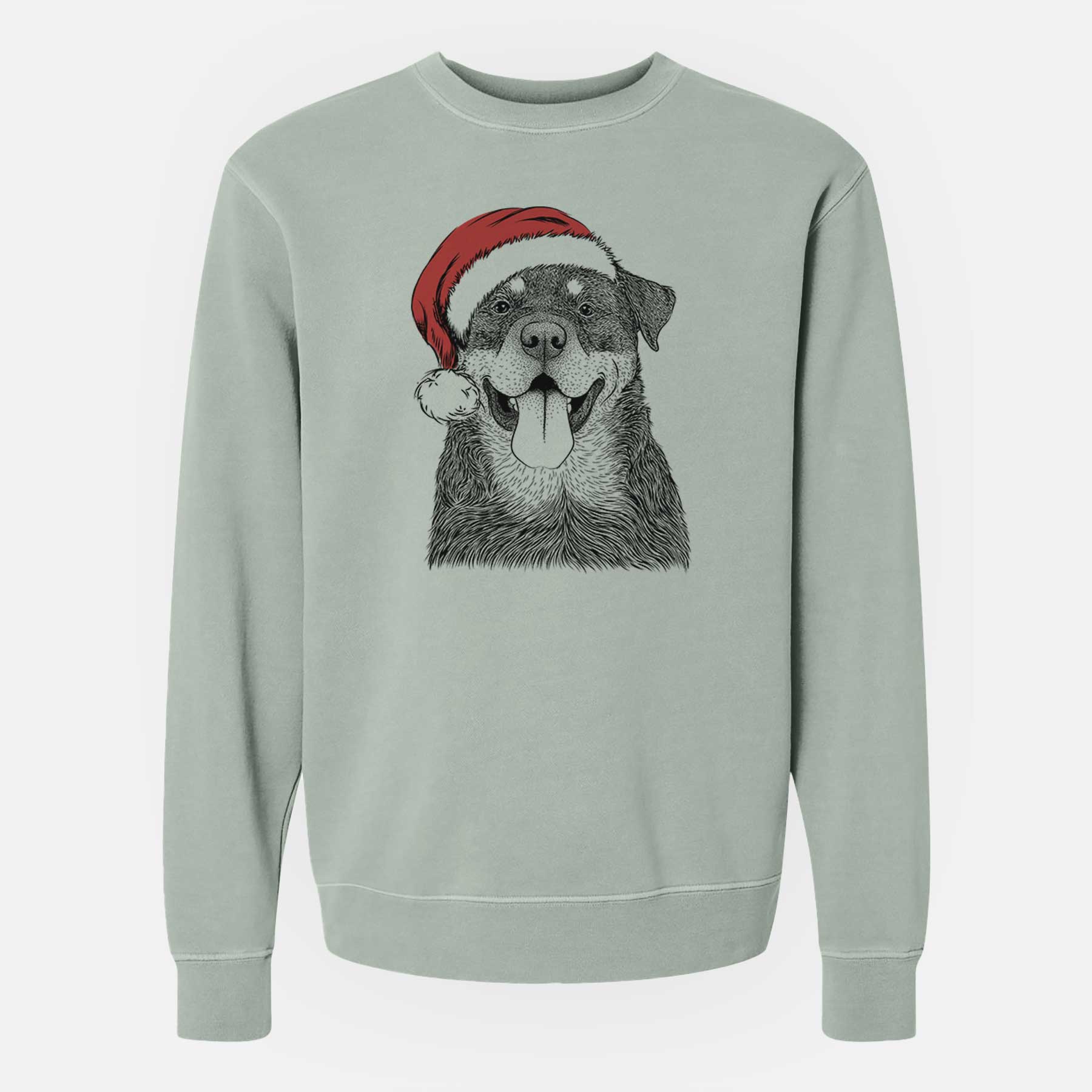 Santa Romeo the Rottweiler - Unisex Pigment Dyed Crew Sweatshirt