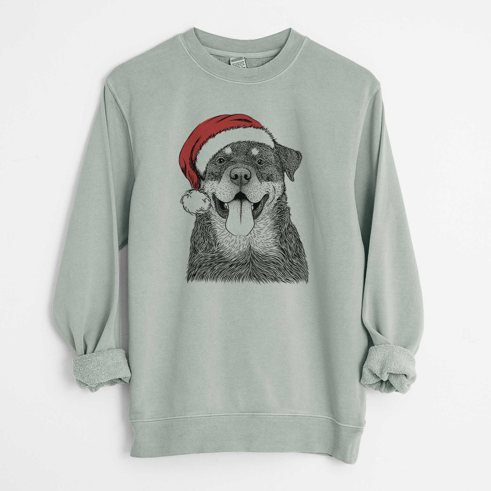 Santa Romeo the Rottweiler - Unisex Pigment Dyed Crew Sweatshirt