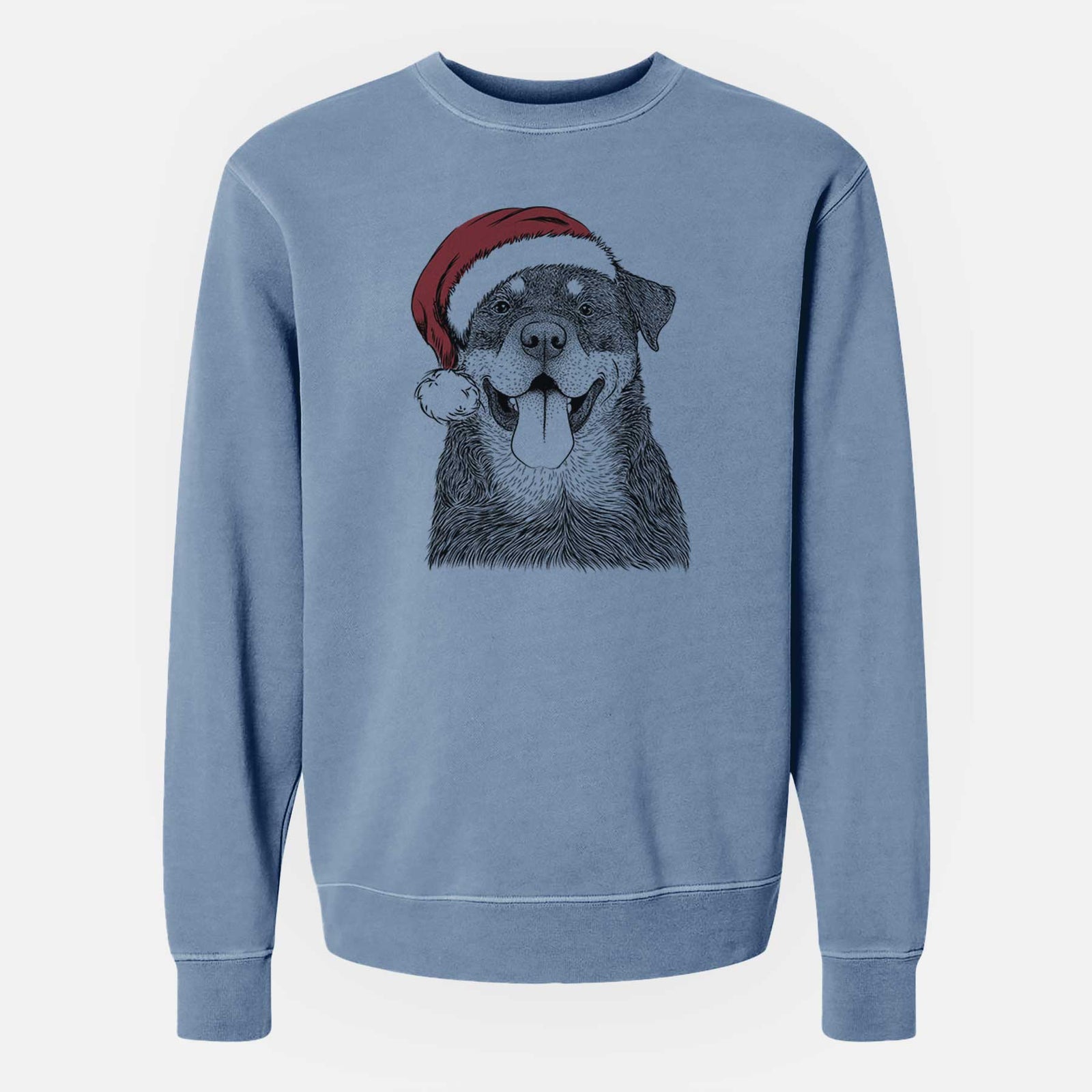 Santa Romeo the Rottweiler - Unisex Pigment Dyed Crew Sweatshirt