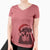 Santa Romeo the Rottweiler - Women's V-neck Shirt