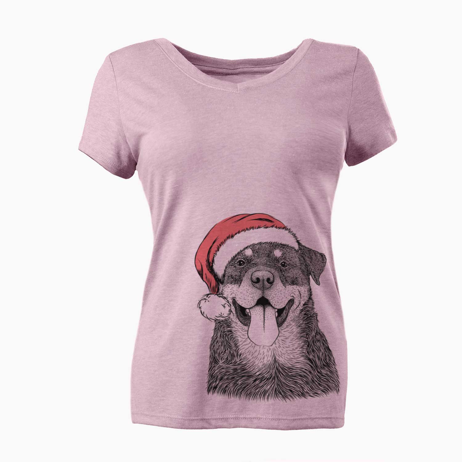 Santa Romeo the Rottweiler - Women's V-neck Shirt