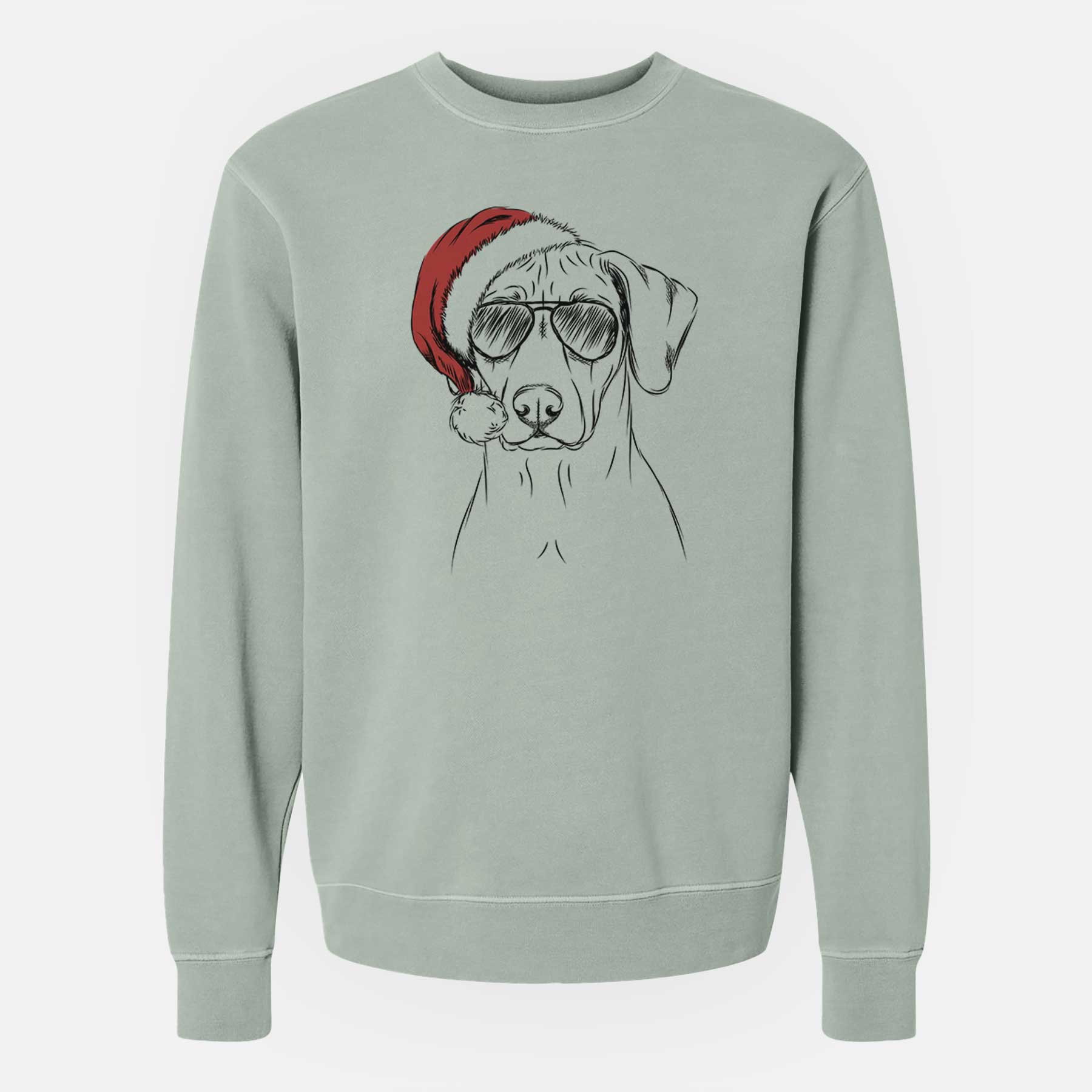 Santa Ronan the Rhodesian Ridgeback - Unisex Pigment Dyed Crew Sweatshirt