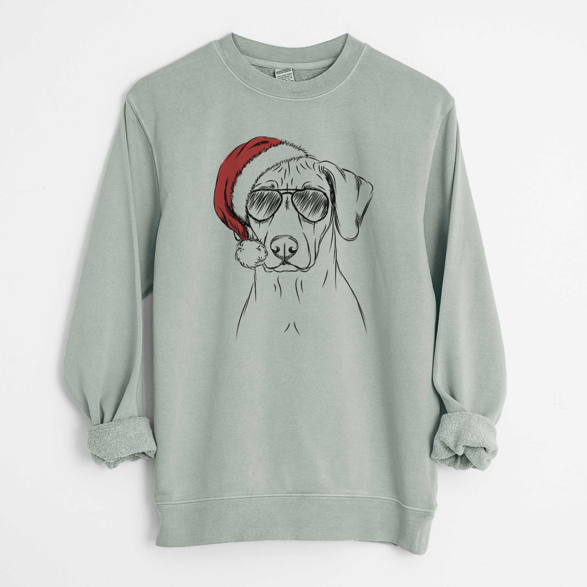 Santa Ronan the Rhodesian Ridgeback - Unisex Pigment Dyed Crew Sweatshirt