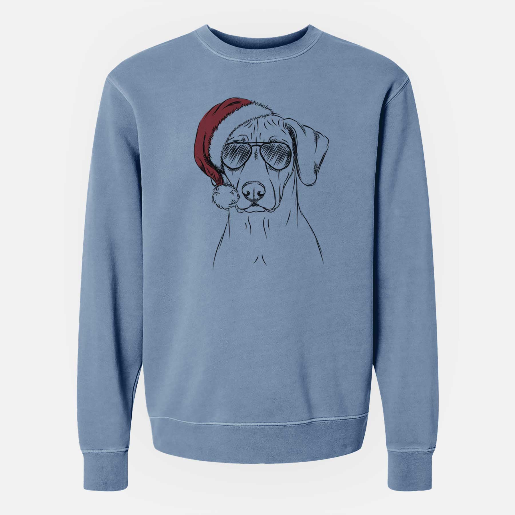 Santa Ronan the Rhodesian Ridgeback - Unisex Pigment Dyed Crew Sweatshirt