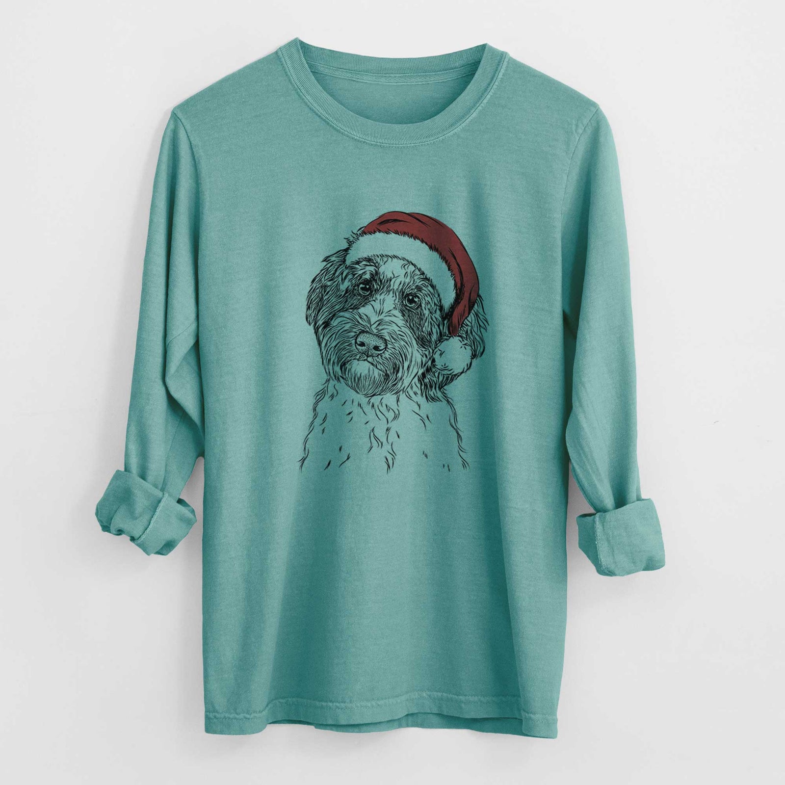 Santa Rooney the Aussiedoodle - Heavyweight 100% Cotton Long Sleeve