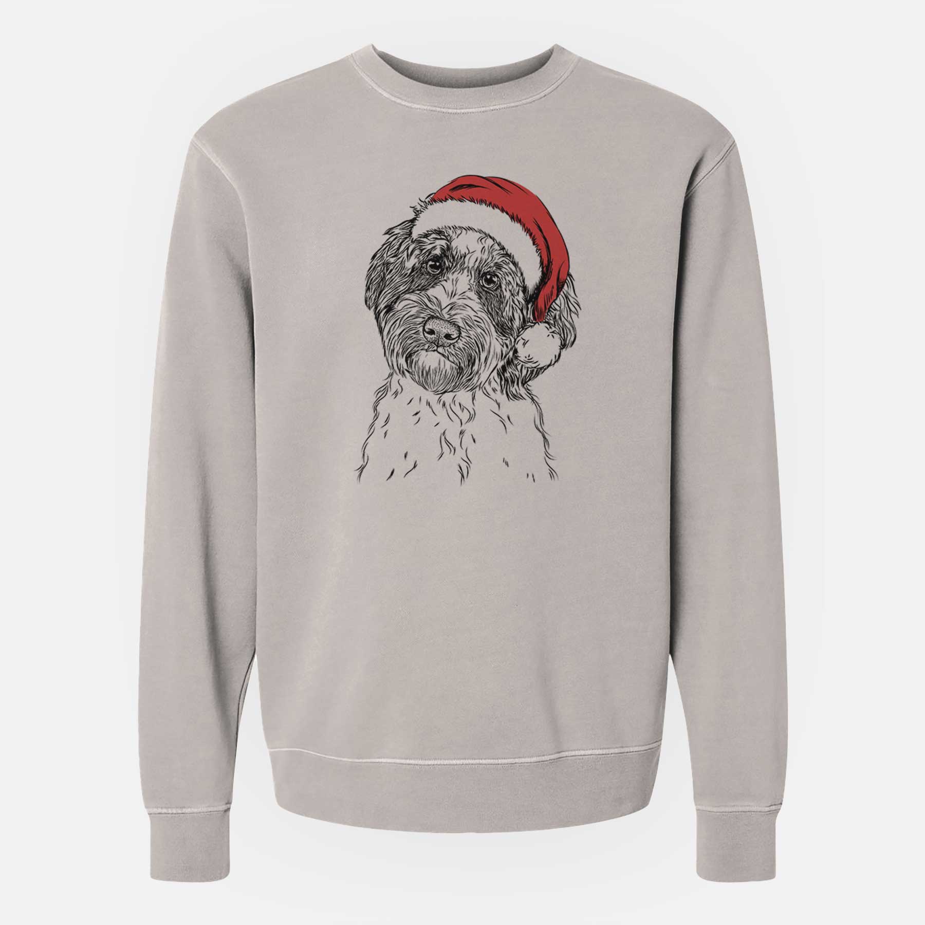 Santa Rooney the Aussiedoodle - Unisex Pigment Dyed Crew Sweatshirt