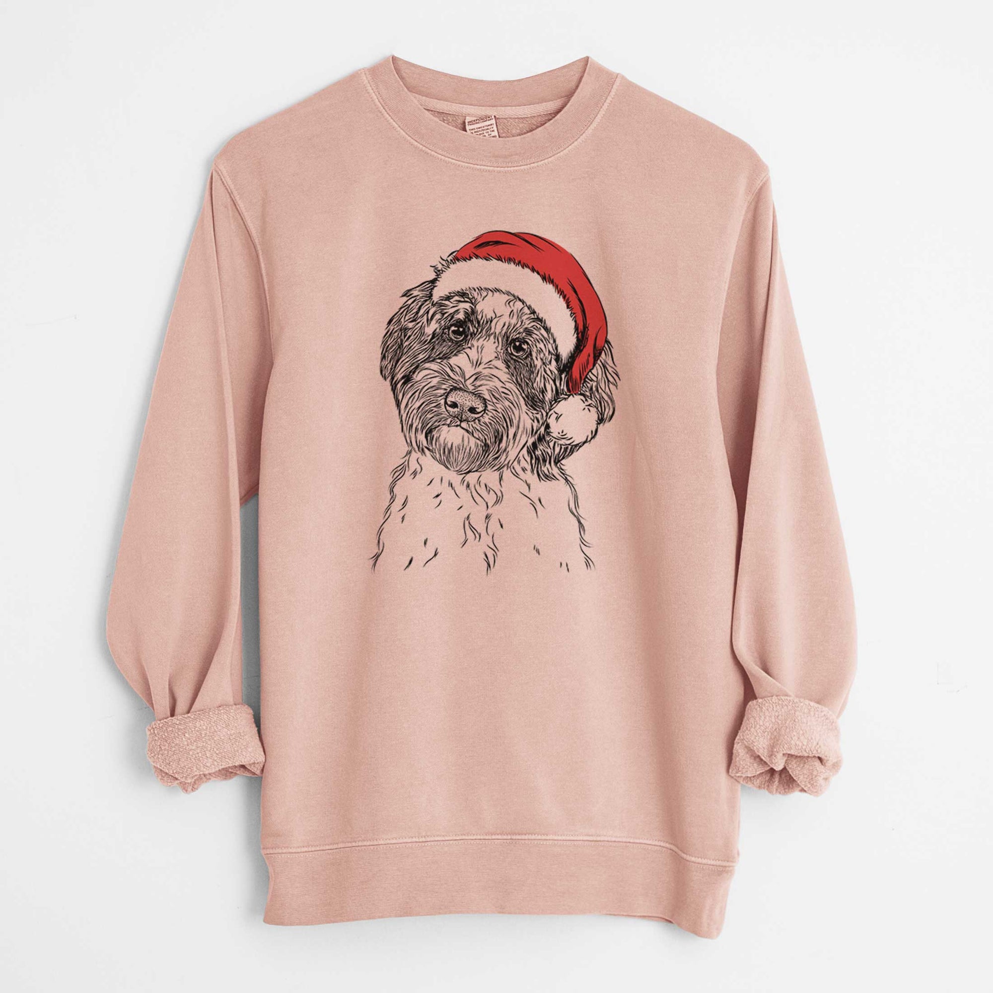 Santa Rooney the Aussiedoodle - Unisex Pigment Dyed Crew Sweatshirt