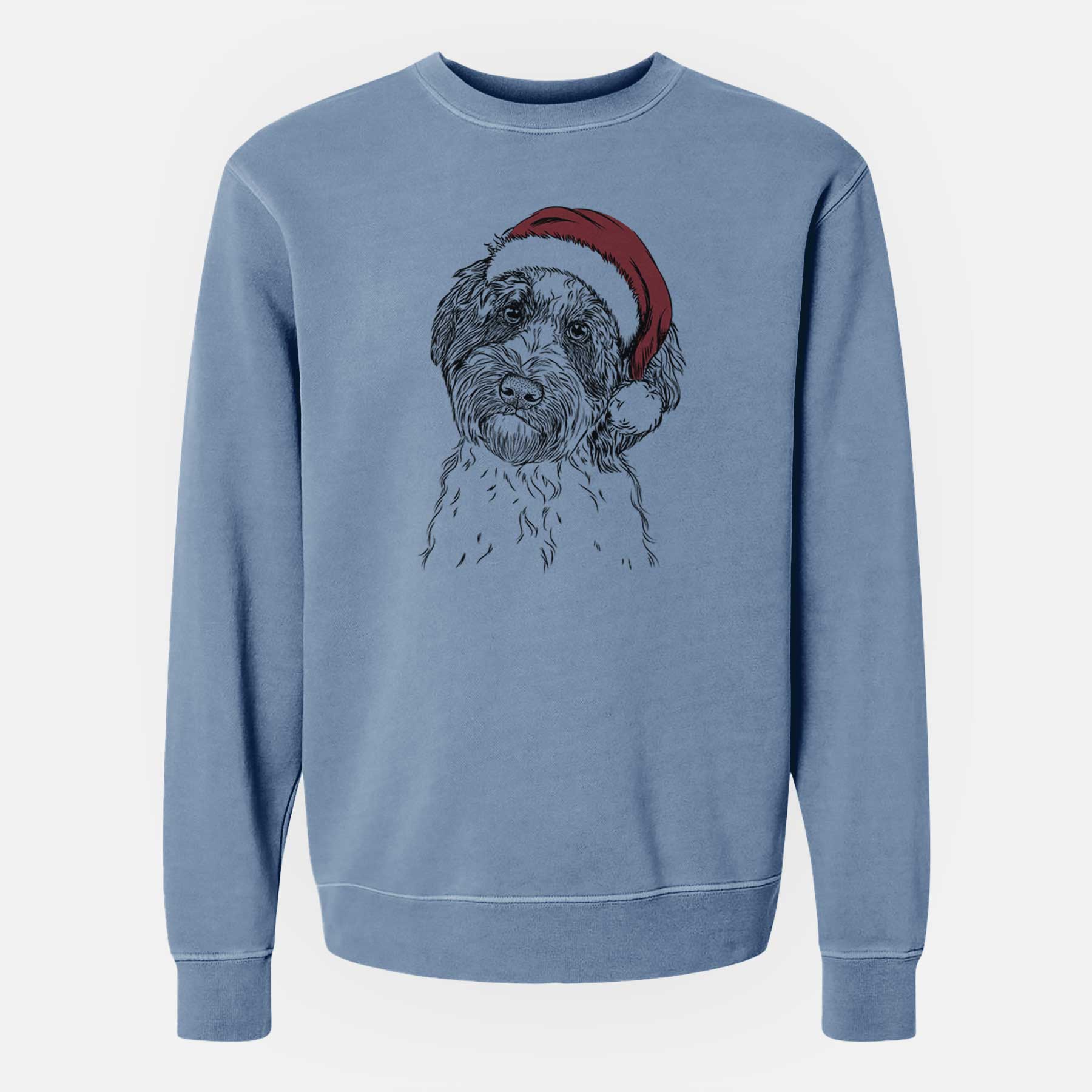 Santa Rooney the Aussiedoodle - Unisex Pigment Dyed Crew Sweatshirt