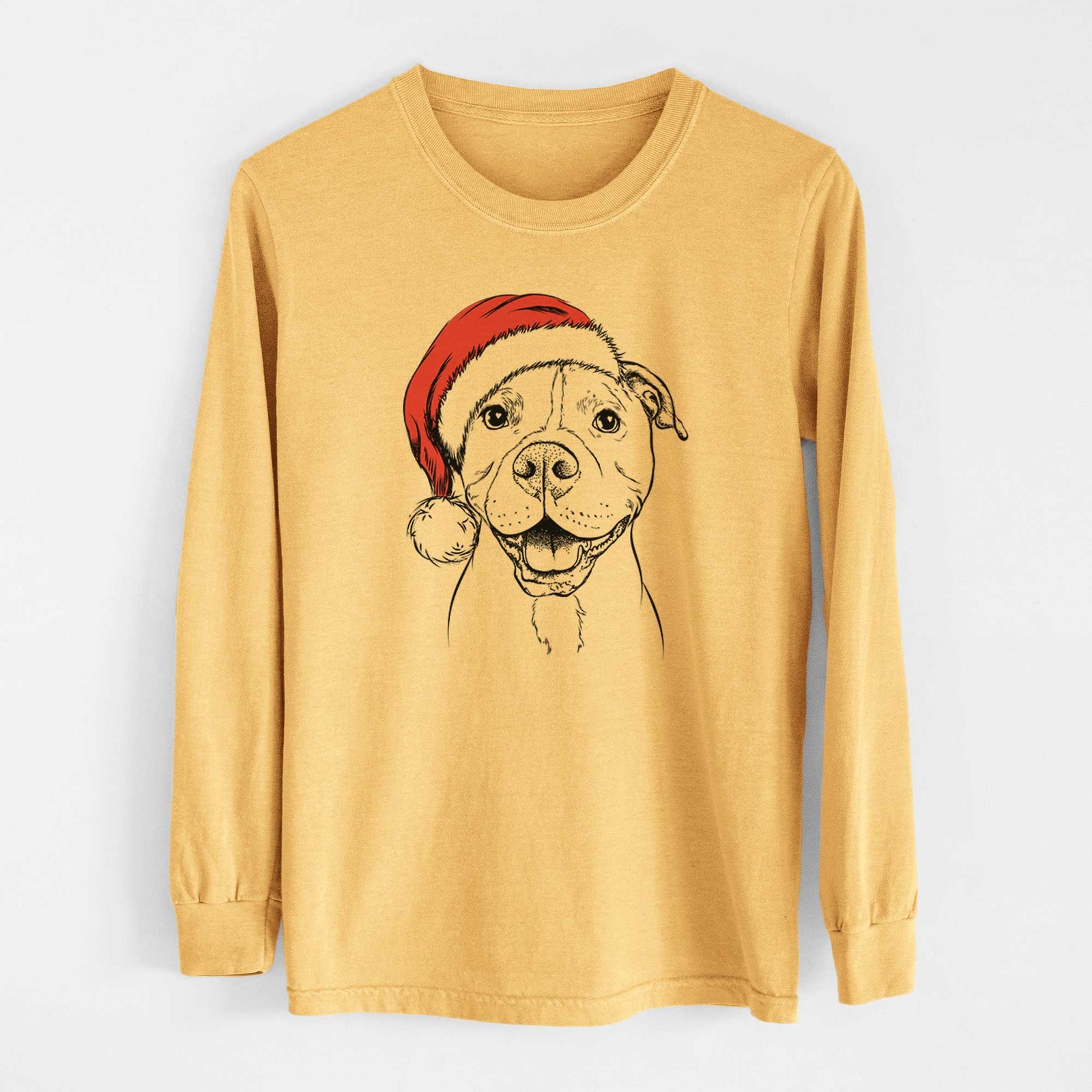 Santa Roscoe the Pitbull - Heavyweight 100% Cotton Long Sleeve