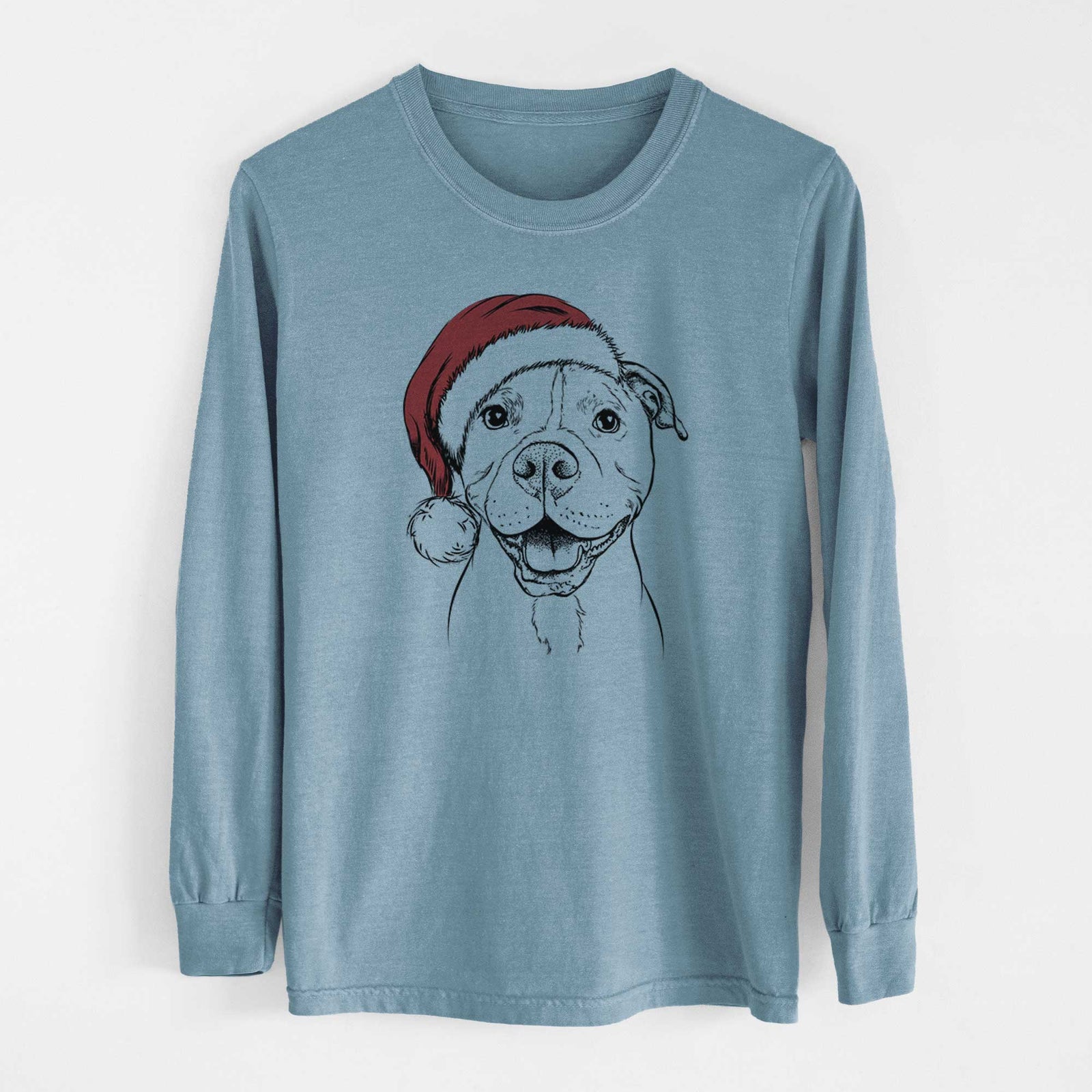Santa Roscoe the Pitbull - Heavyweight 100% Cotton Long Sleeve