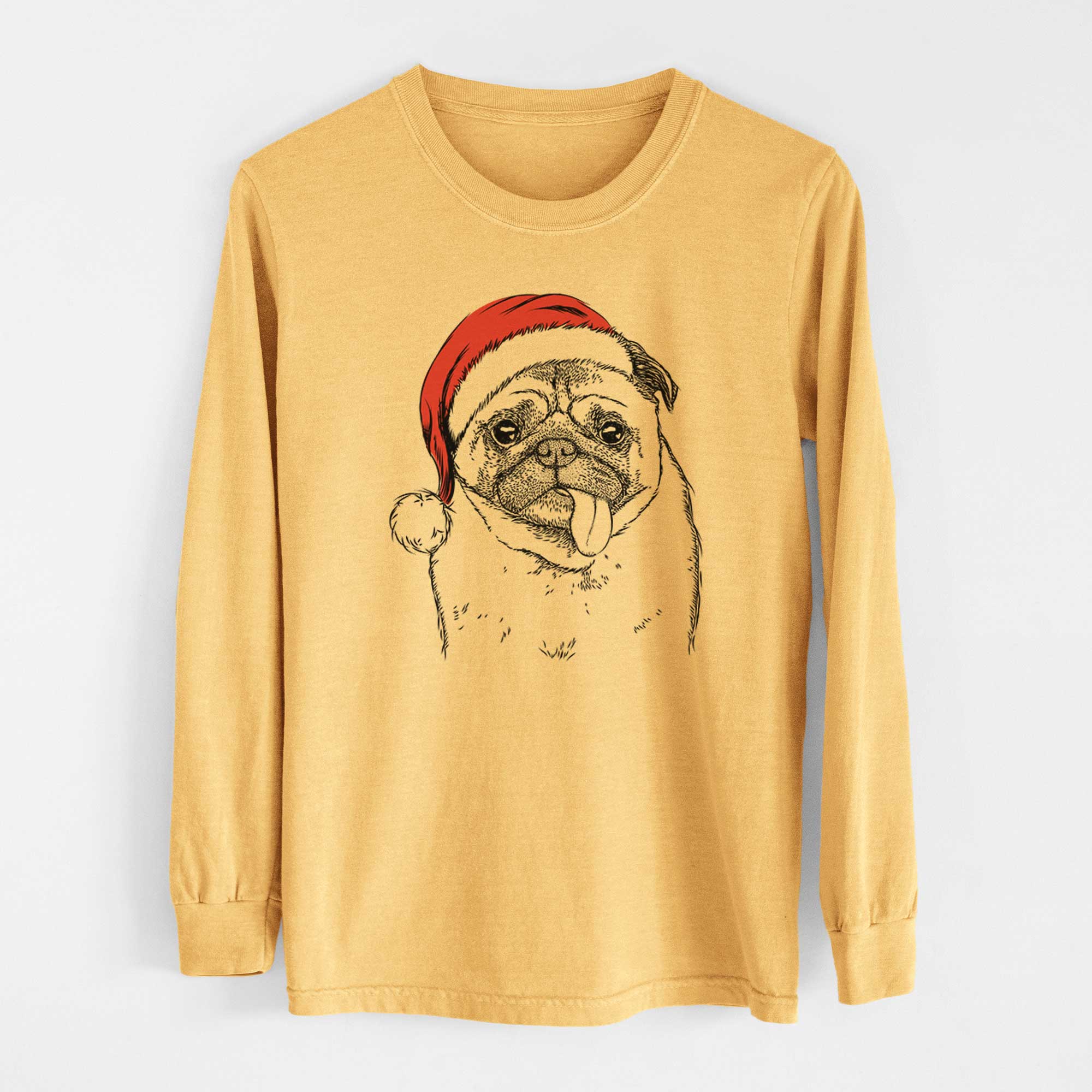 Santa Rosie the Pug - Heavyweight 100% Cotton Long Sleeve