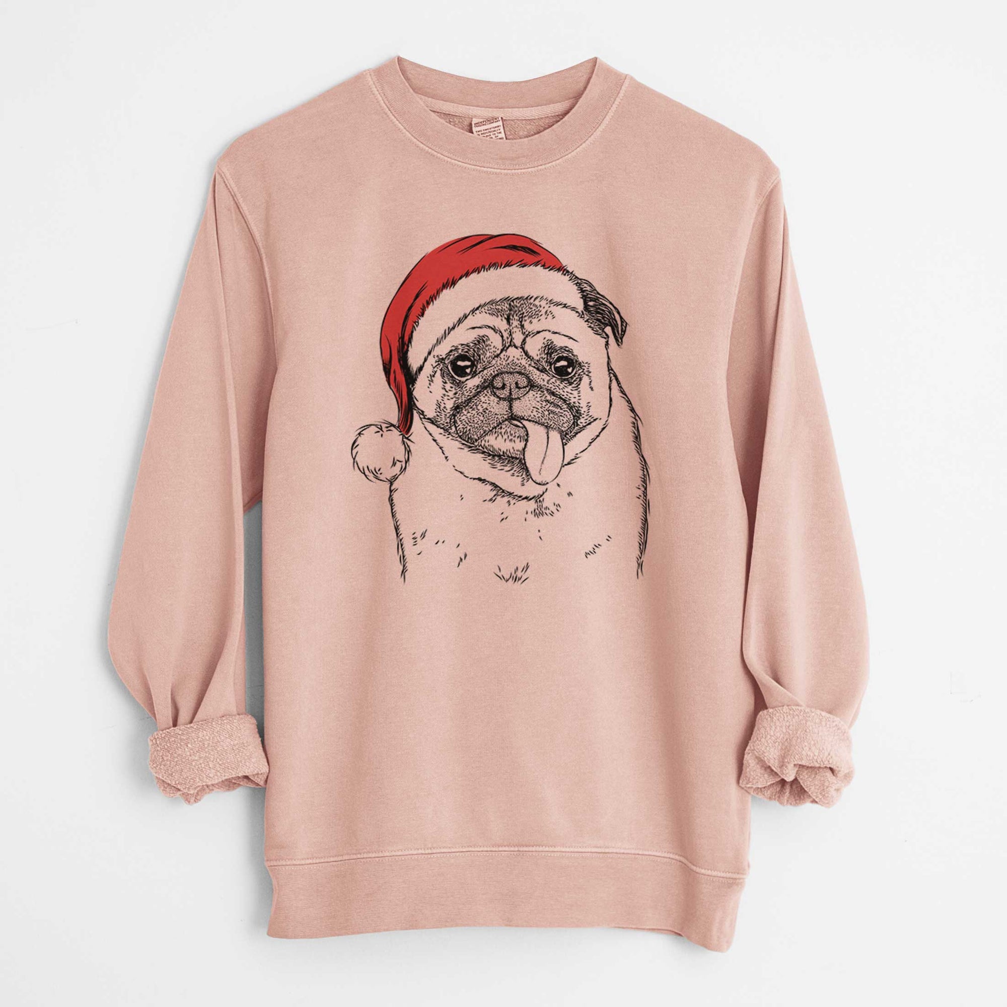 Santa Rosie the Pug - Unisex Pigment Dyed Crew Sweatshirt