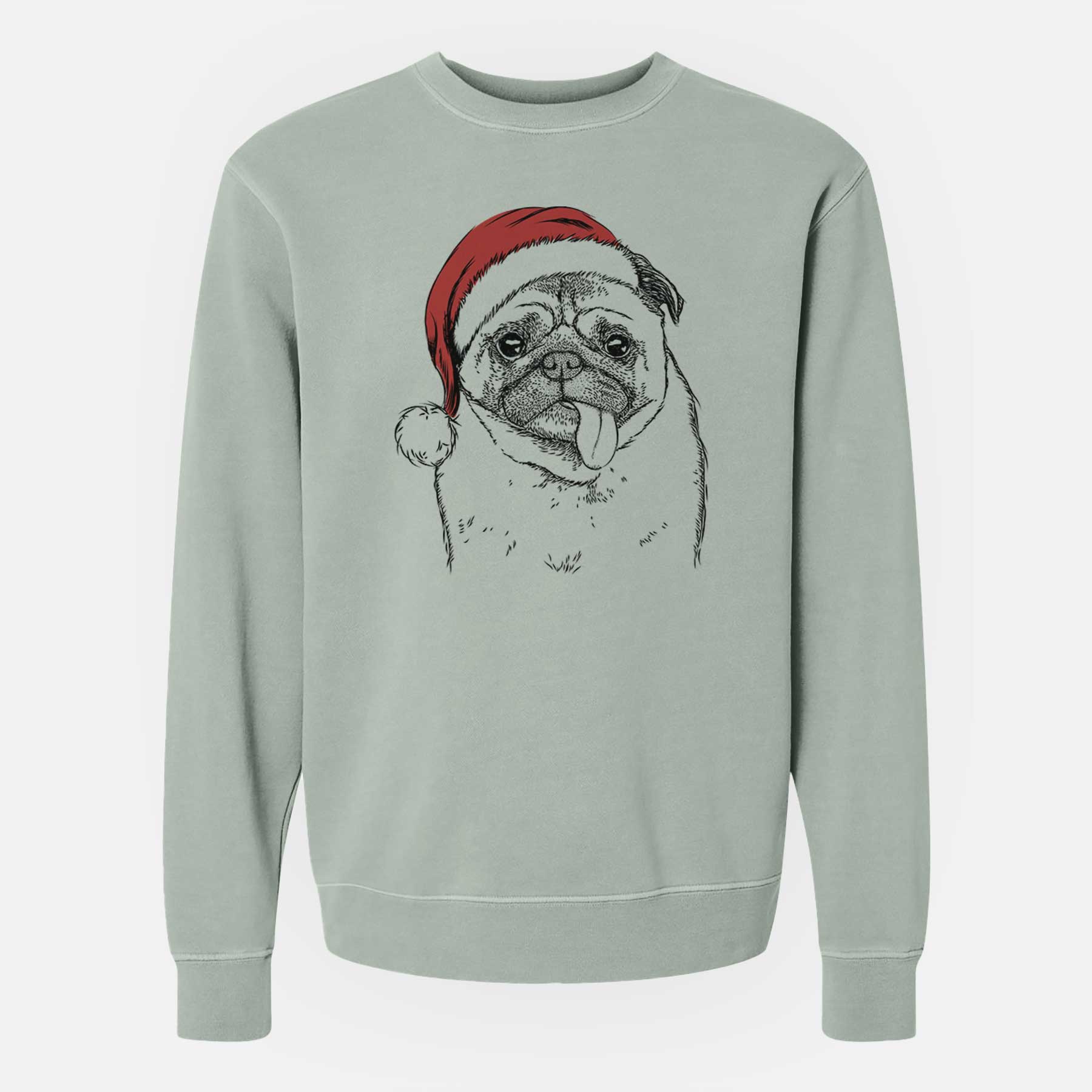 Santa Rosie the Pug - Unisex Pigment Dyed Crew Sweatshirt