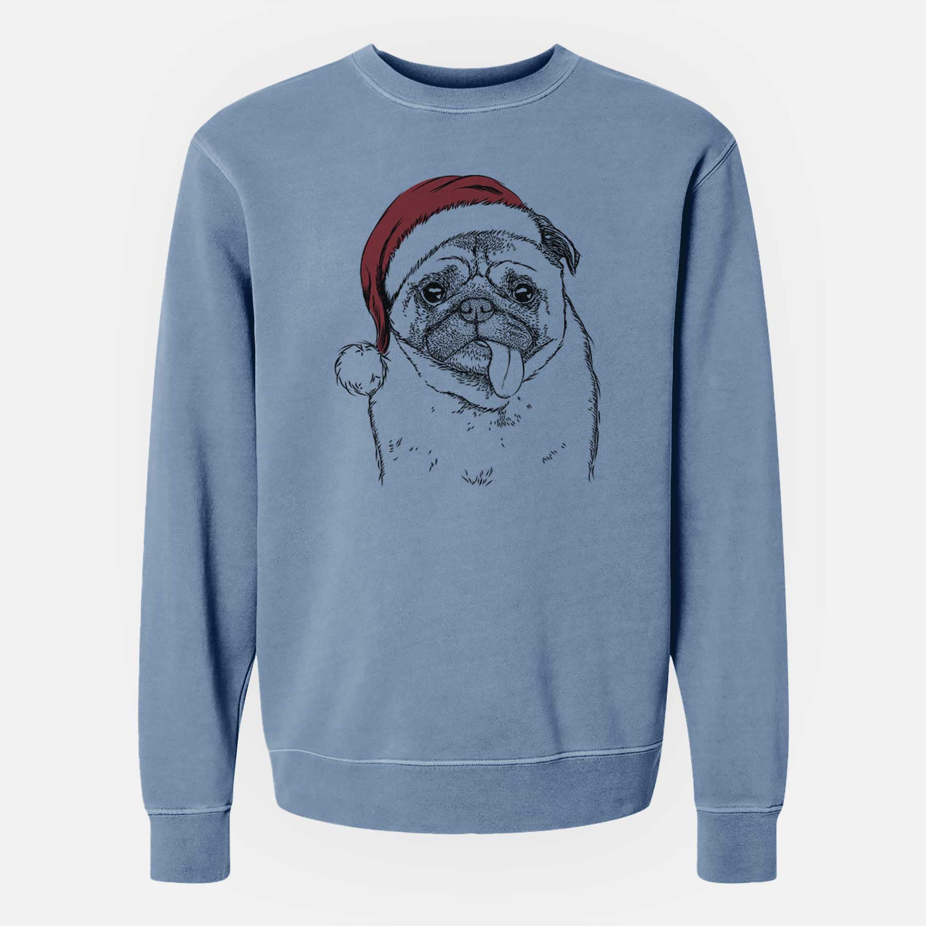 Santa Rosie the Pug - Unisex Pigment Dyed Crew Sweatshirt