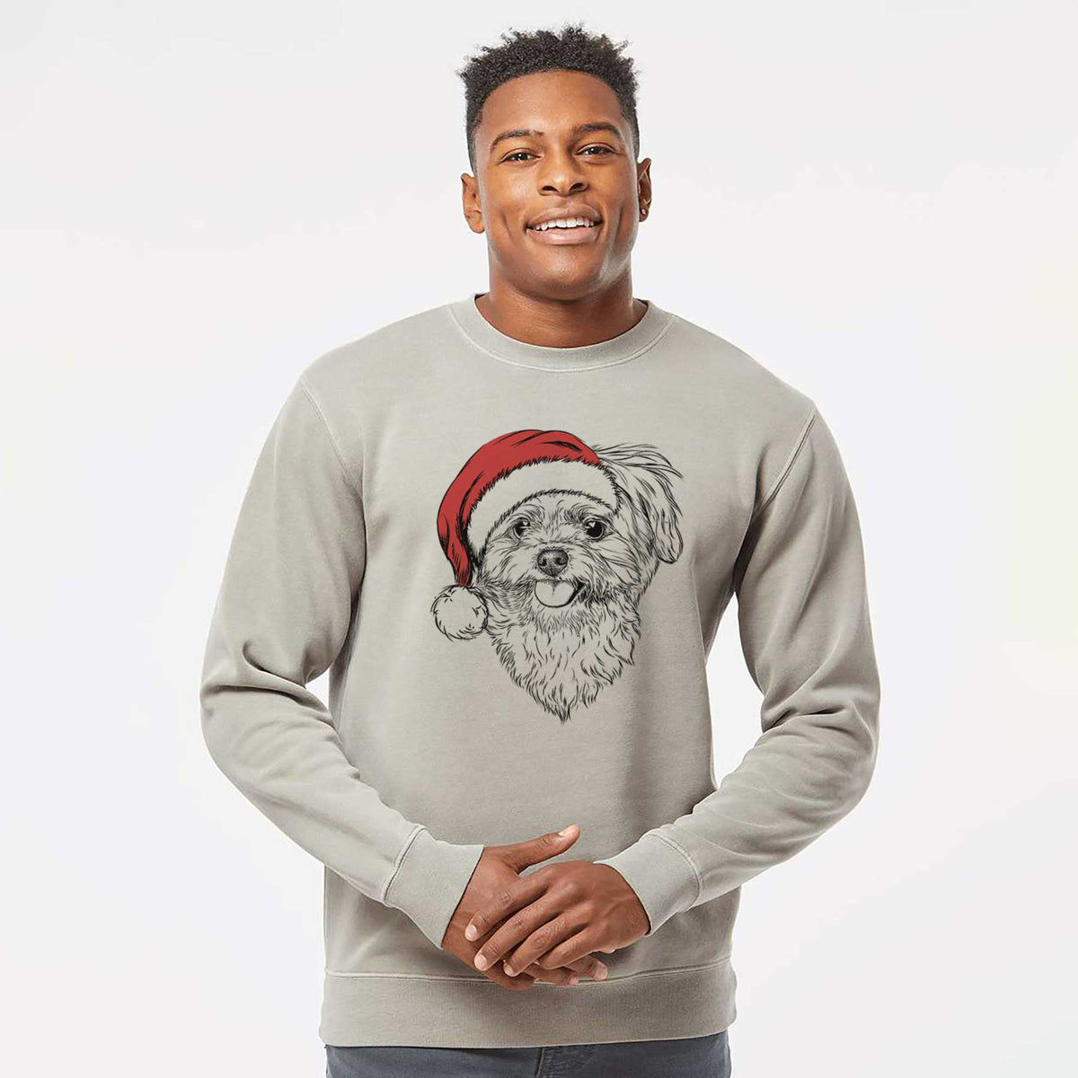 Santa Rosie the Maltipoo - Unisex Pigment Dyed Crew Sweatshirt