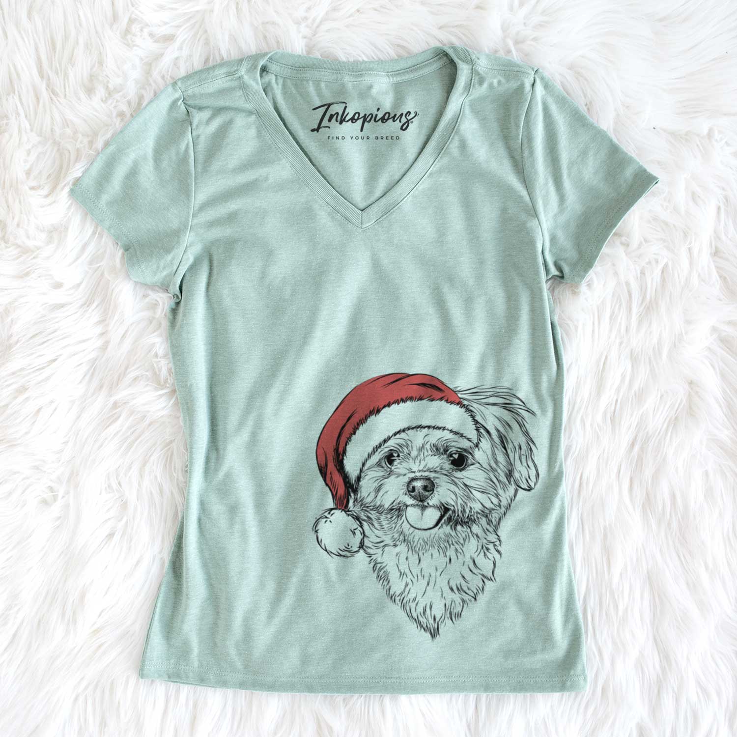 Santa Rosie the Maltipoo - Women's V-neck Shirt