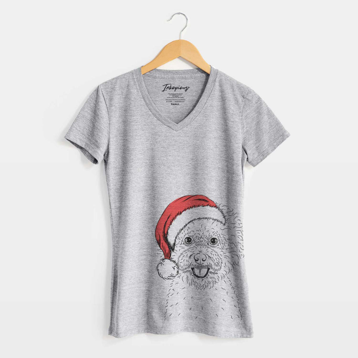Santa Ross the Bichon Frise - Women's V-neck Shirt