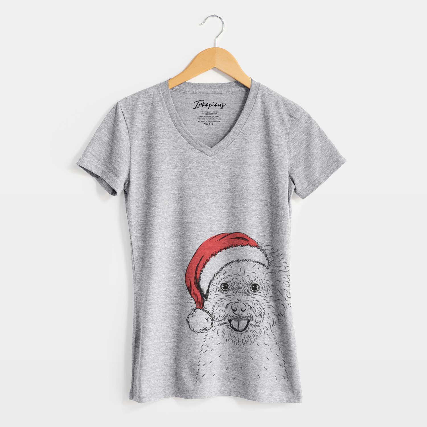 Santa Ross the Bichon Frise - Women's V-neck Shirt