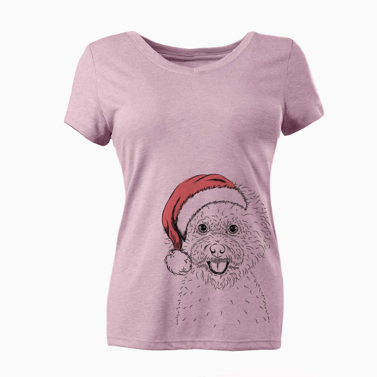 Santa Ross the Bichon Frise - Women's V-neck Shirt