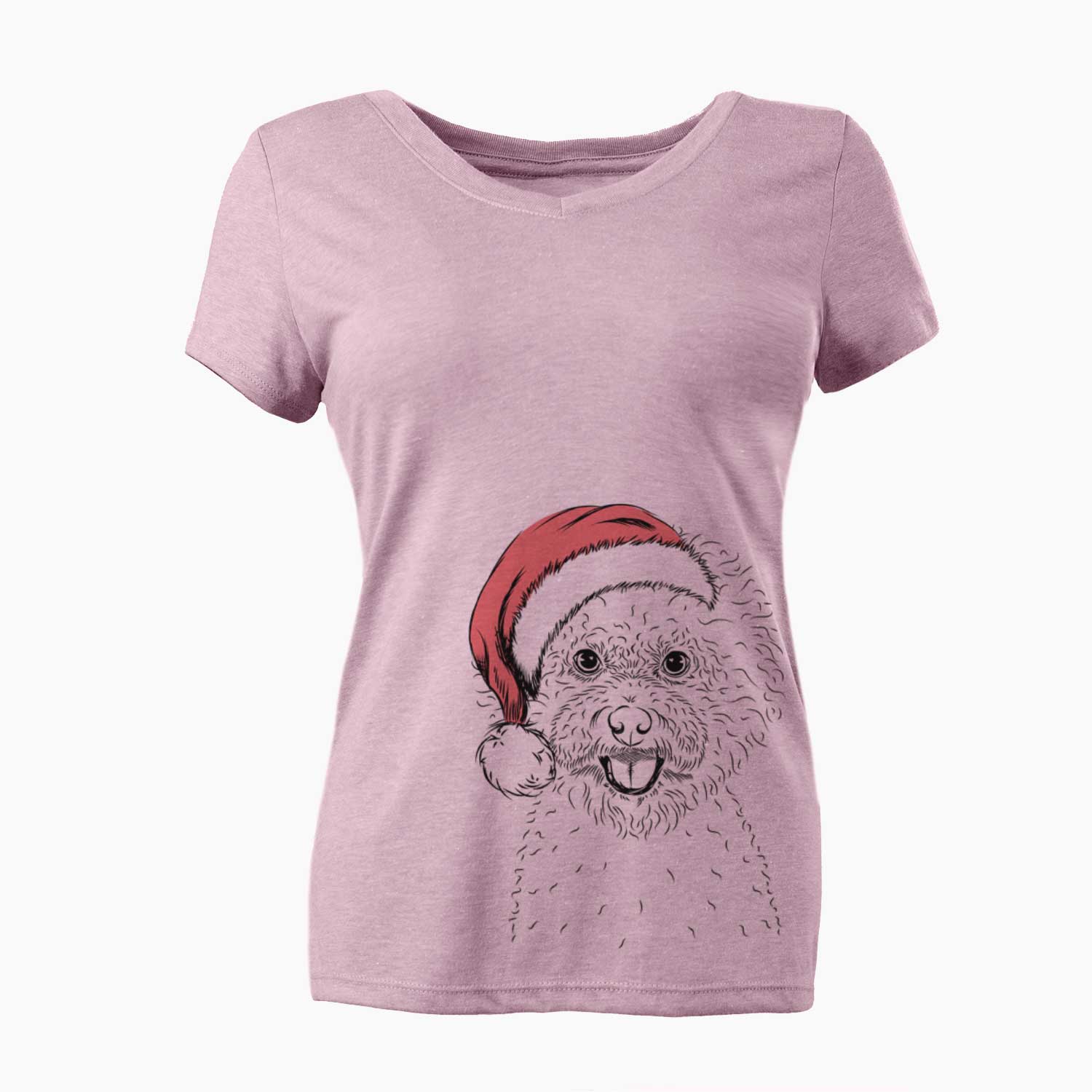 Santa Ross the Bichon Frise - Women's V-neck Shirt